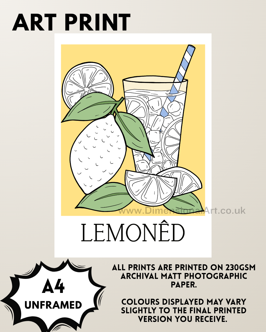 Lemonêd A4 Welsh Art Print - Lemonade