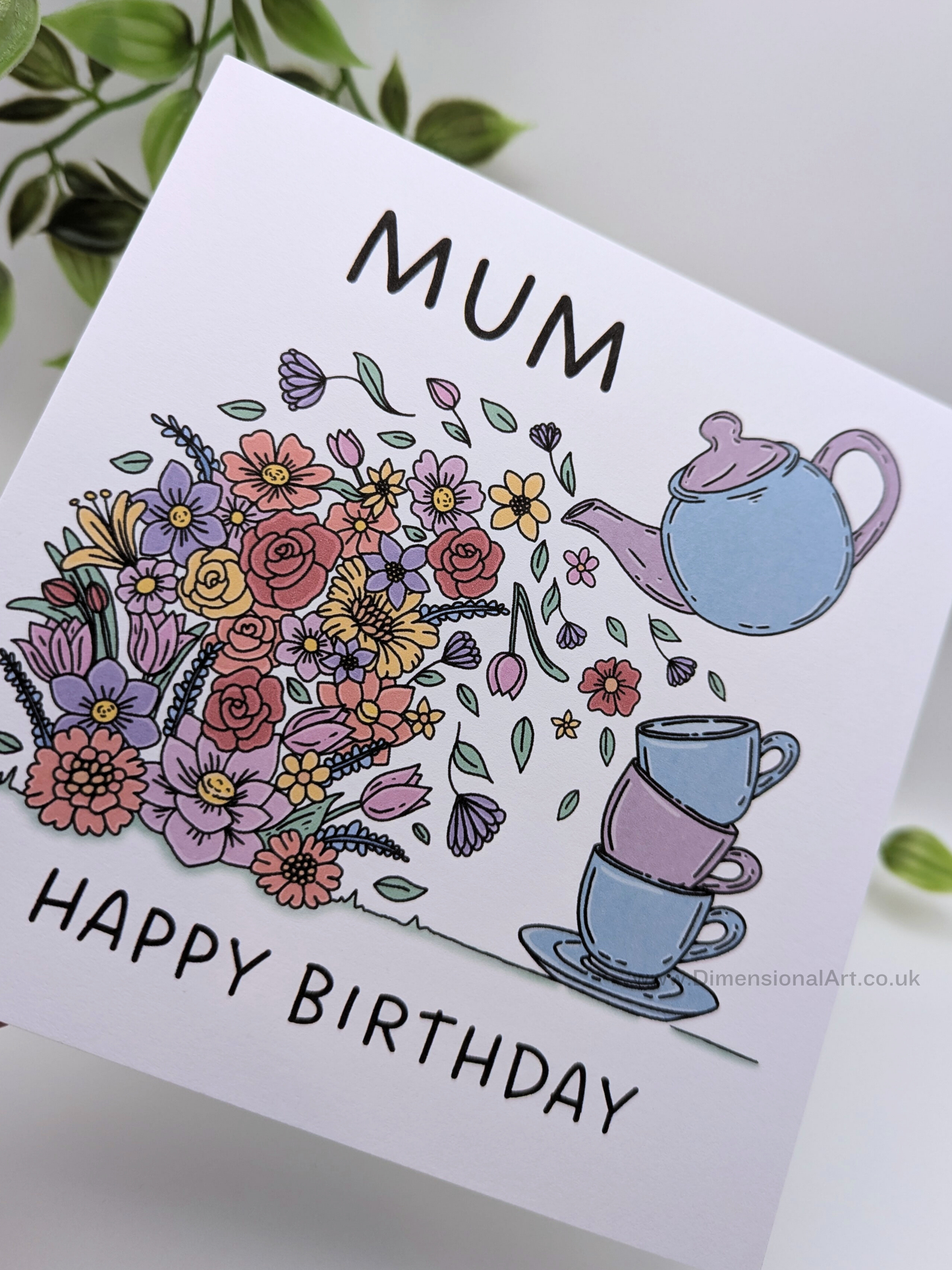 MUM Teapot Flowers Birthday Card