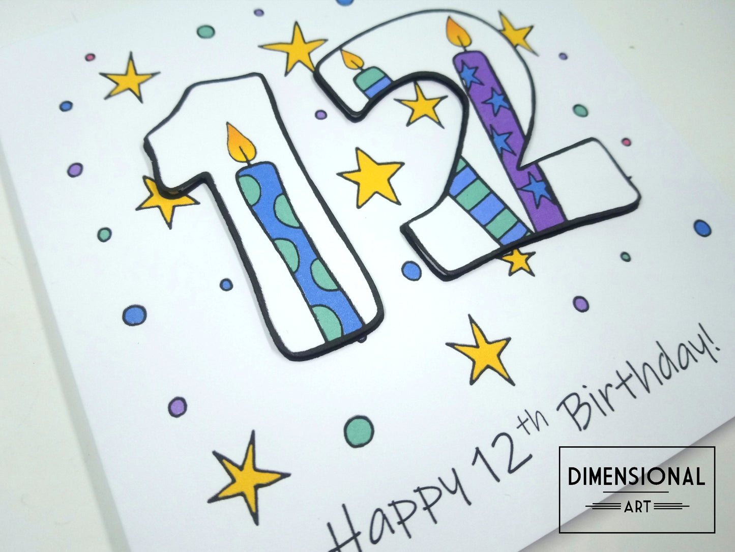 12th Number Candles Birthday Card