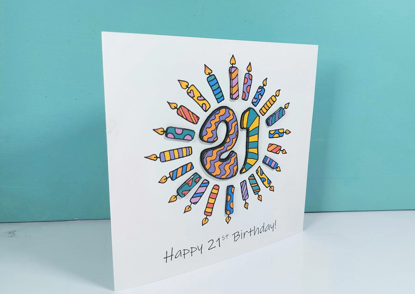 21st Candles Birthday Card 21st