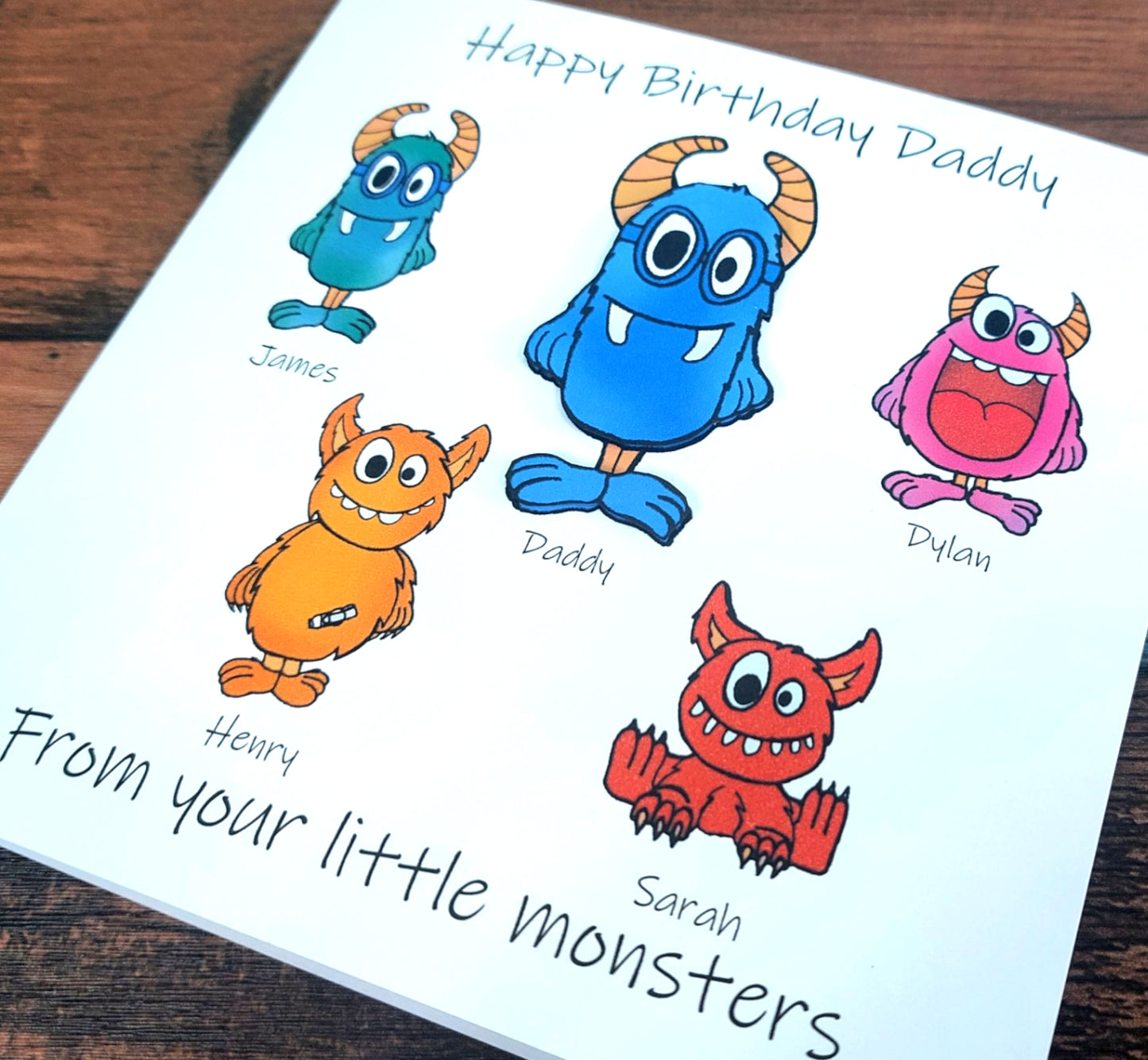 PERSONALISED Dad From the Little Monsters Birthday or Father's Day Card