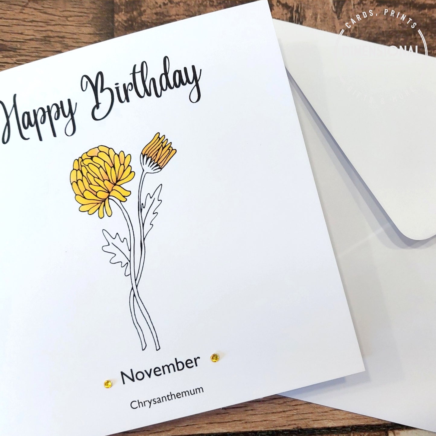 November - Chrysanthemum - Birthday Flower Card