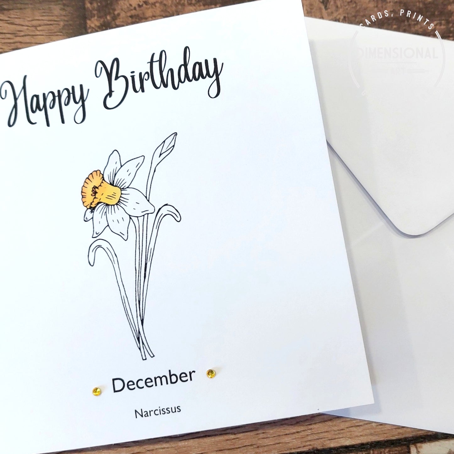December - Narcissus - Birthday Flower Card