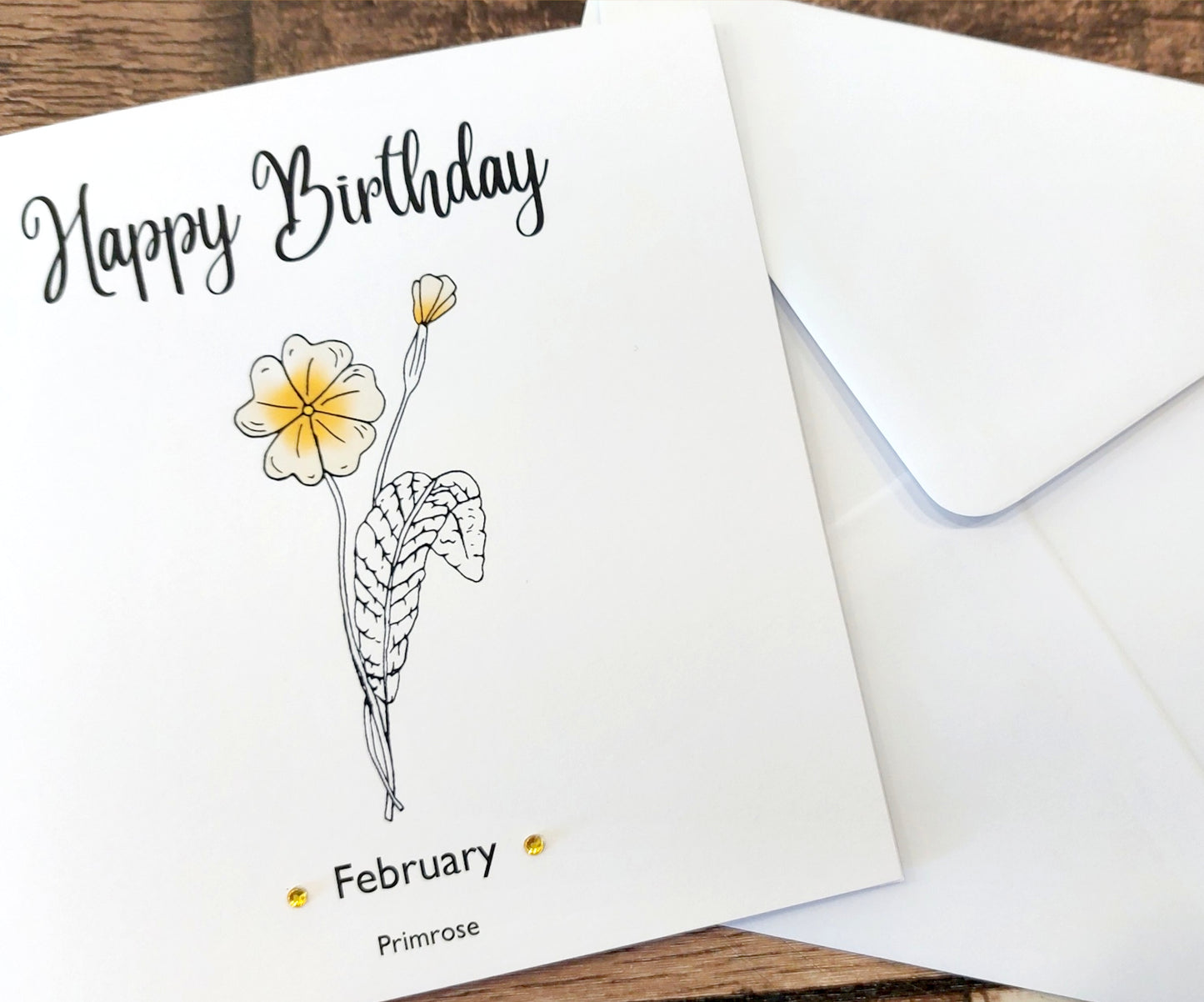 February - Primrose - Birthday Flower Card
