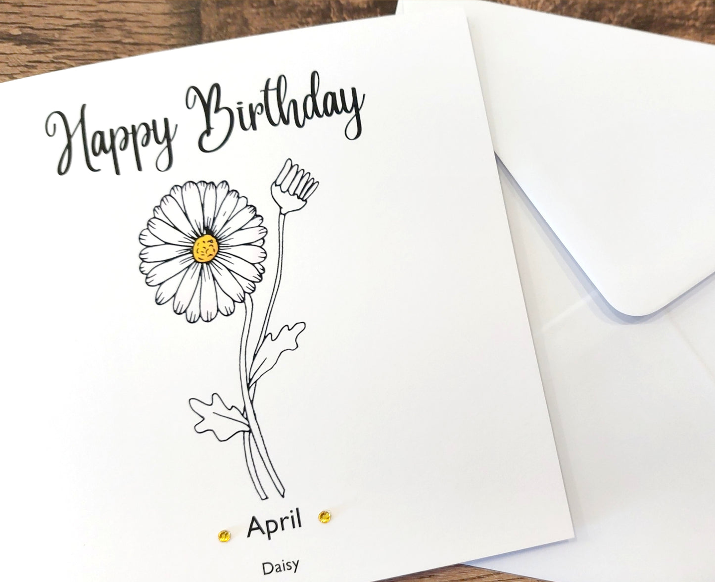 April - Daisy - Birthday Flower Card