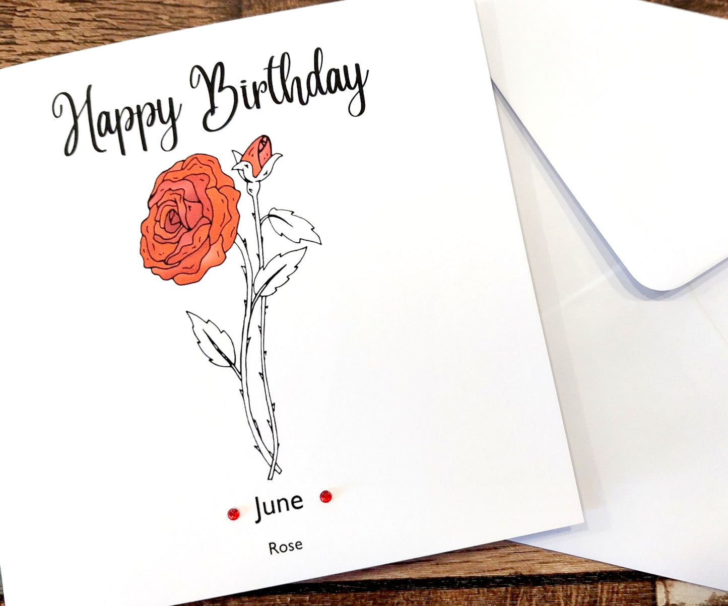 June - Rose - Birthday Flower Card