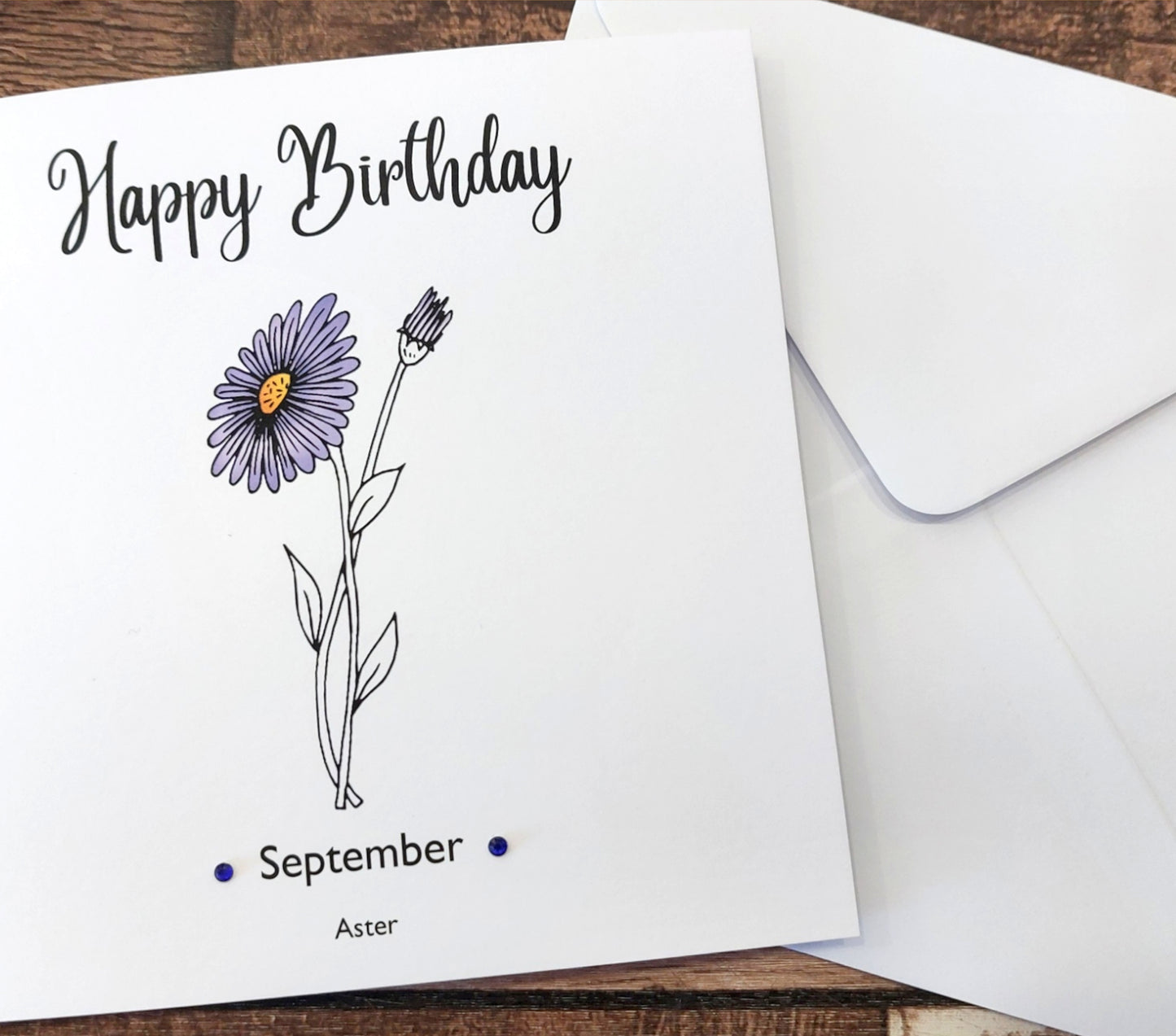 September - Aster - Birthday Flower Card