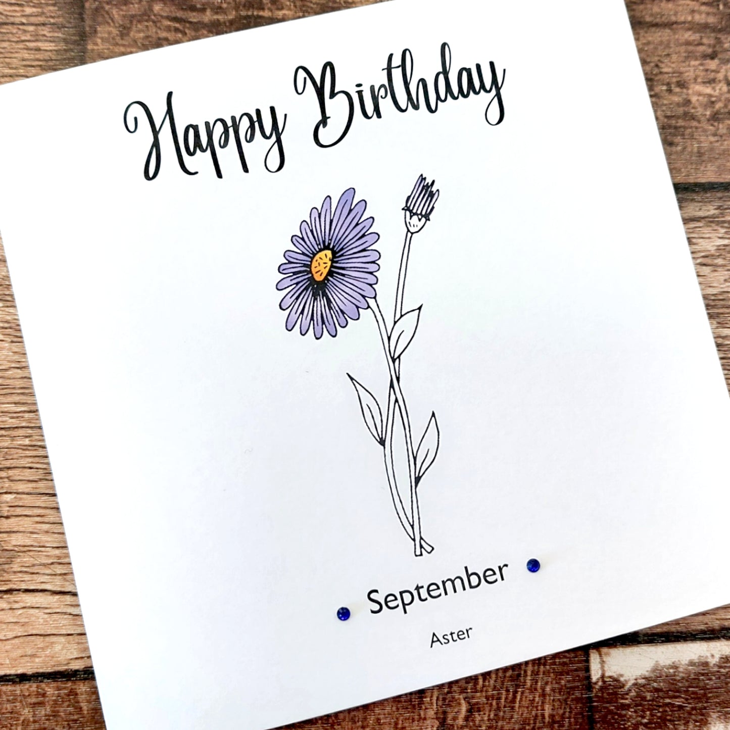 September - Aster - Birthday Flower Card