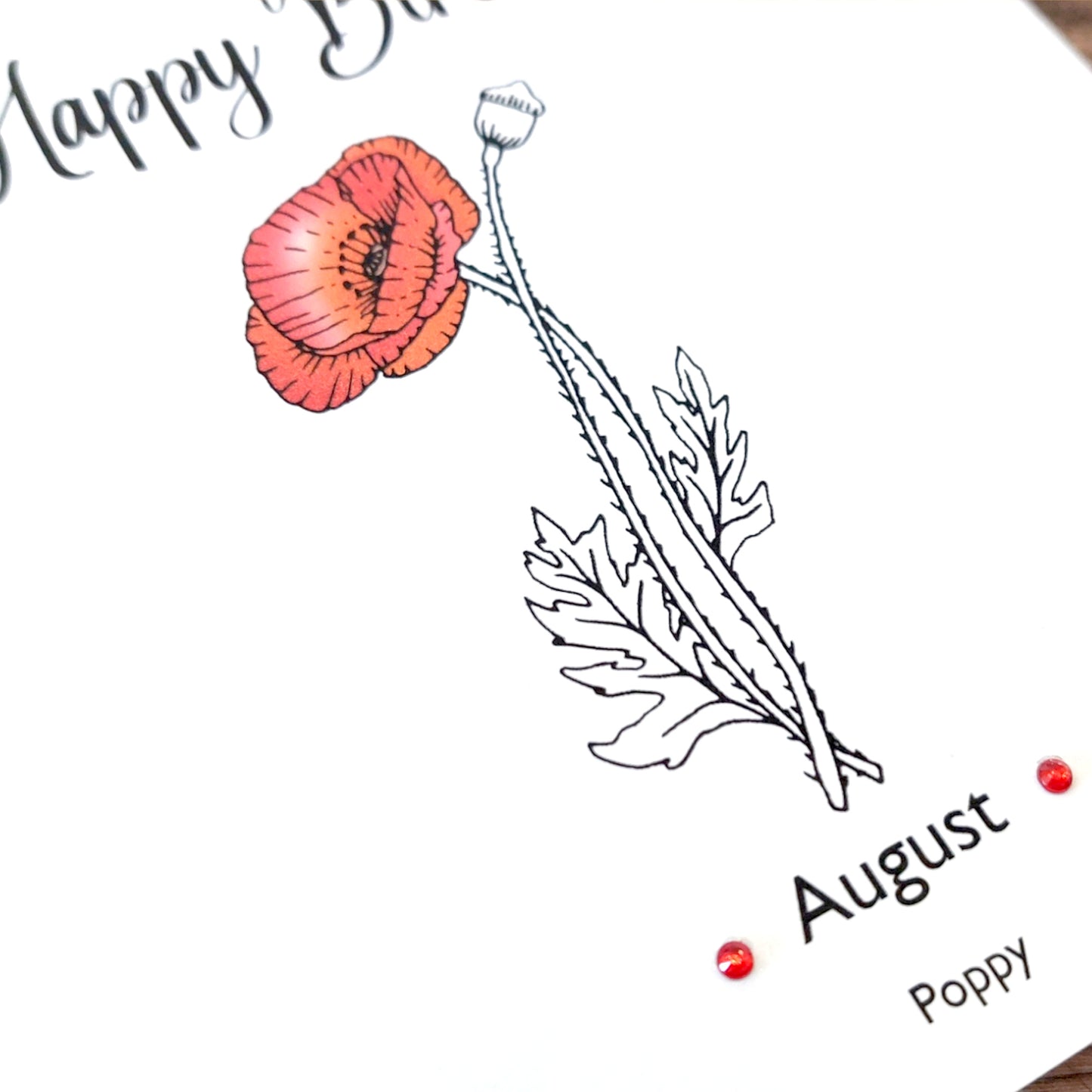 August - Poppy - Birthday Flower Card