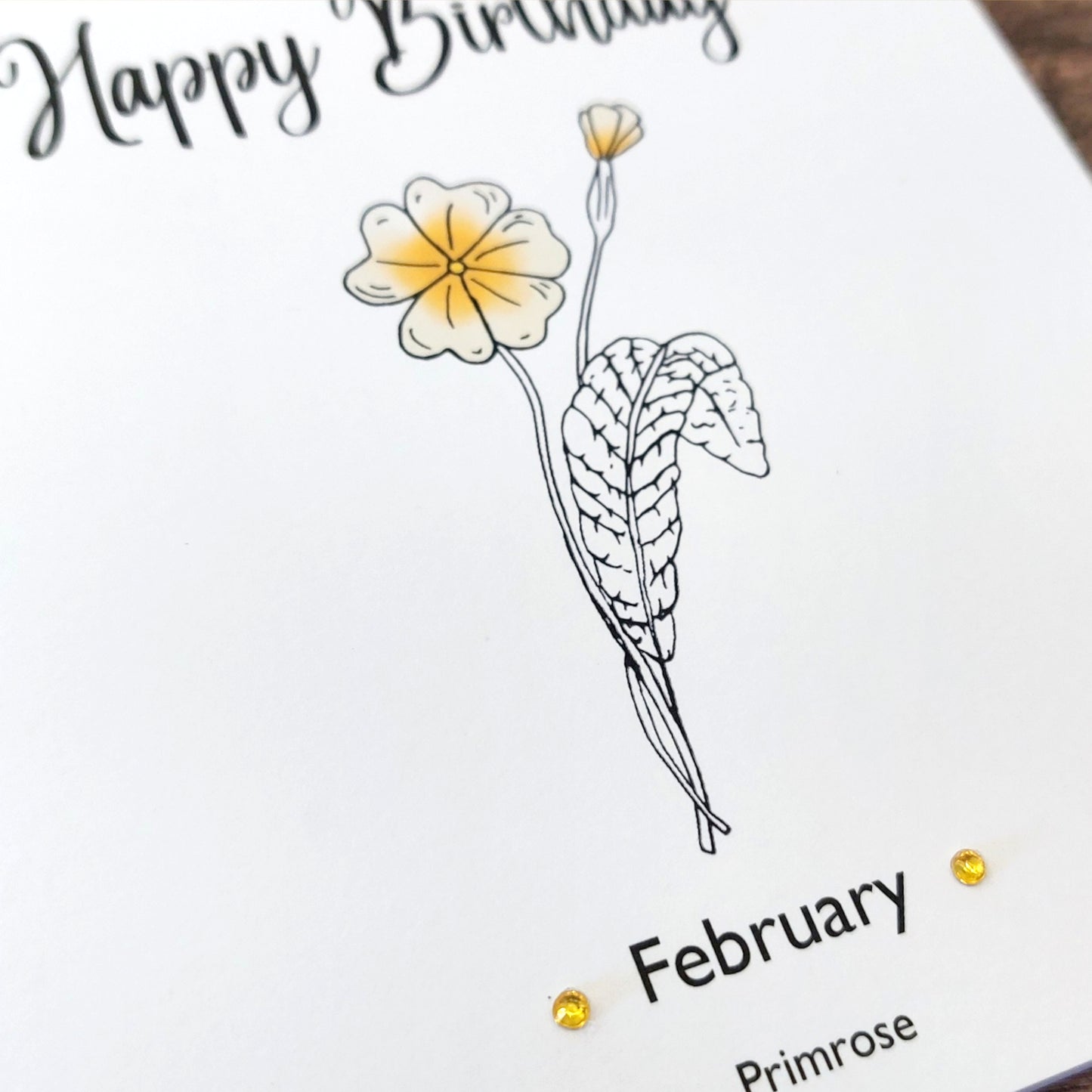February - Primrose - Birthday Flower Card
