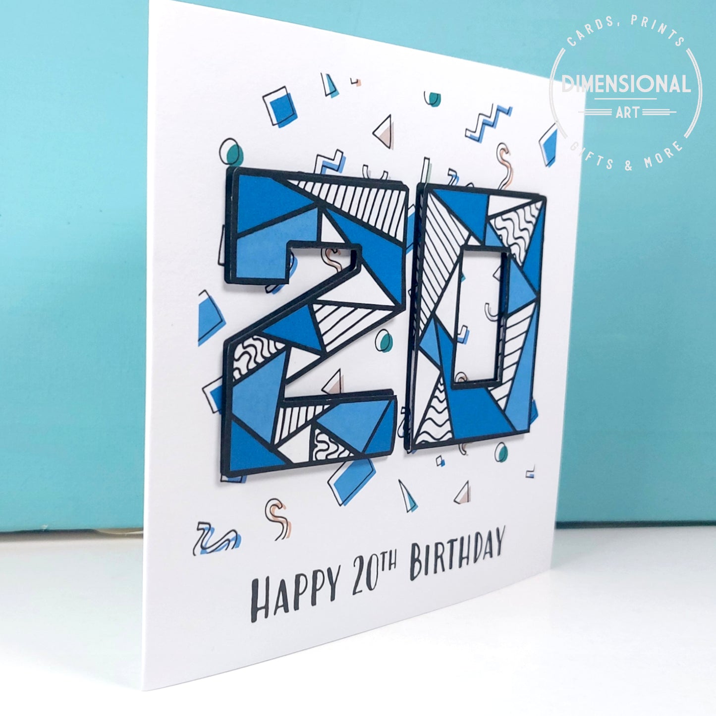 Blue retro 20th Birthday Card