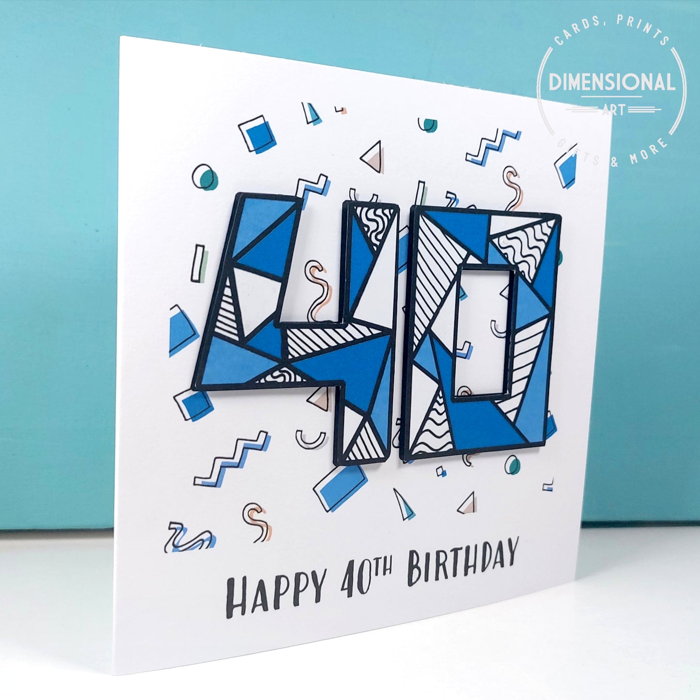 Blue retro 40th Birthday Card
