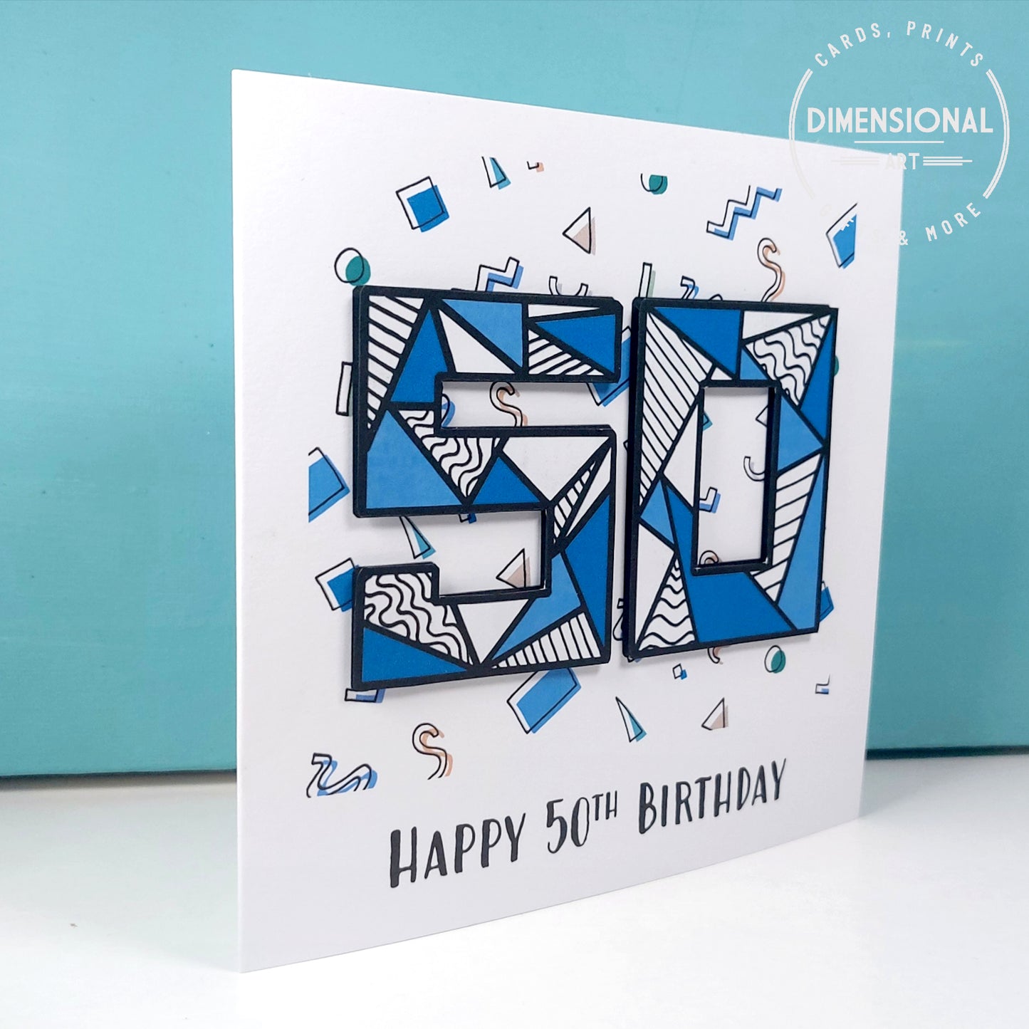 Blue retro 50th Birthday Card