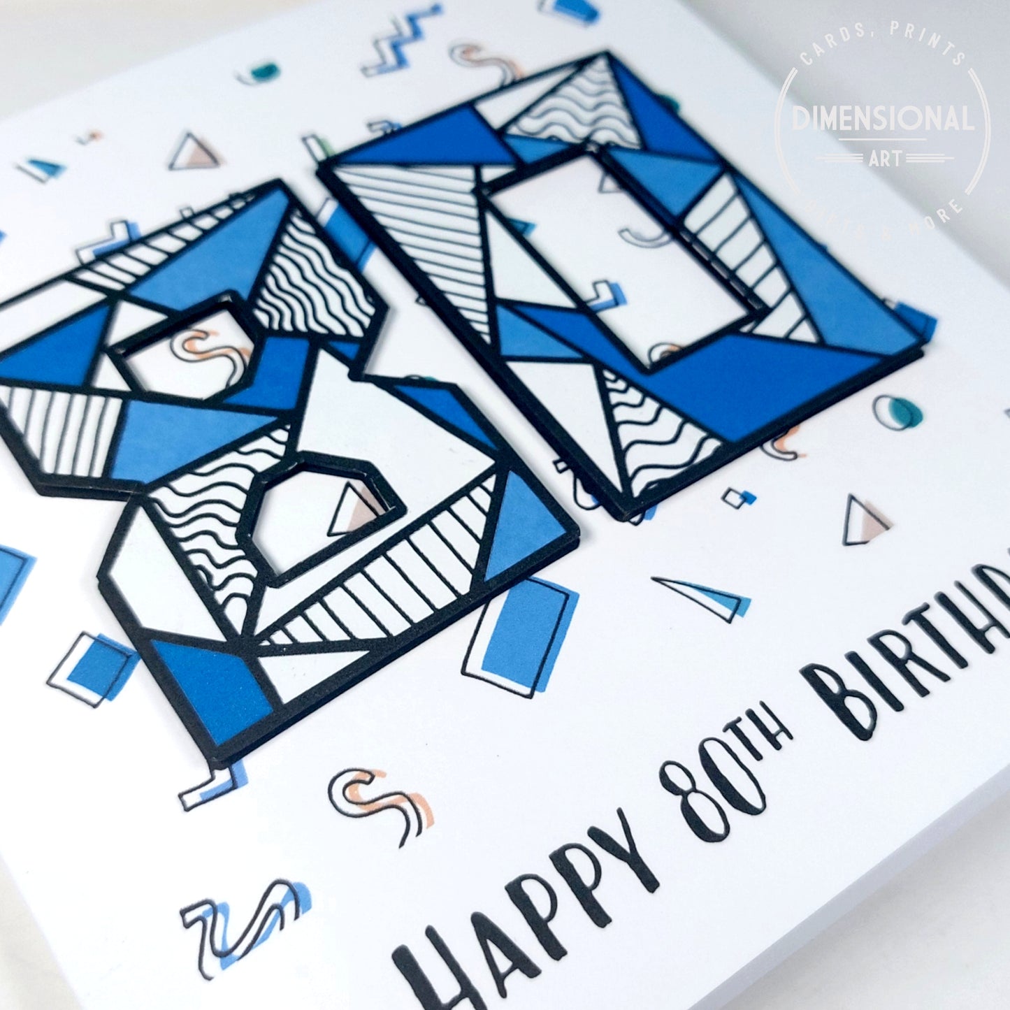 Blue retro 80th Birthday Card