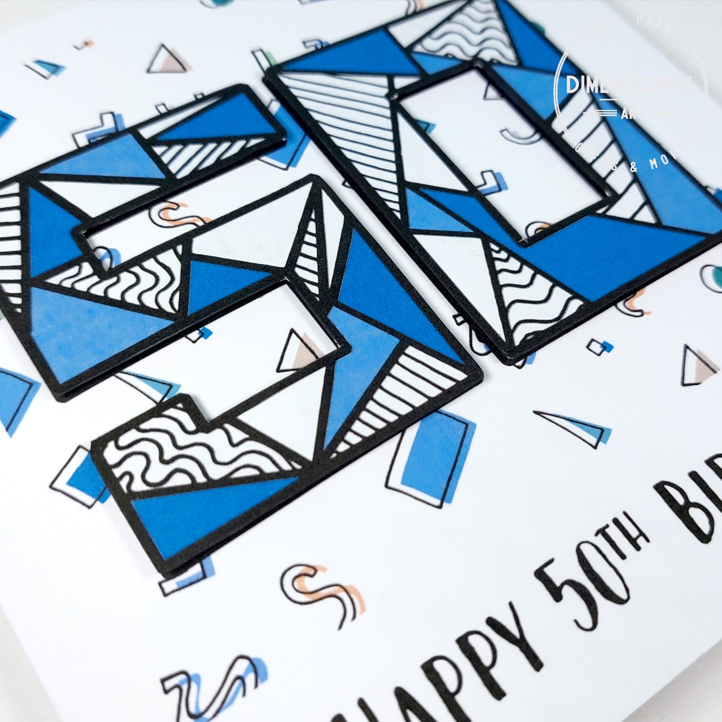 Blue retro 50th Birthday Card