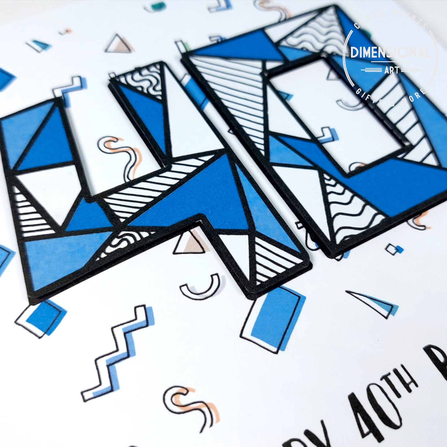 Blue retro 40th Birthday Card