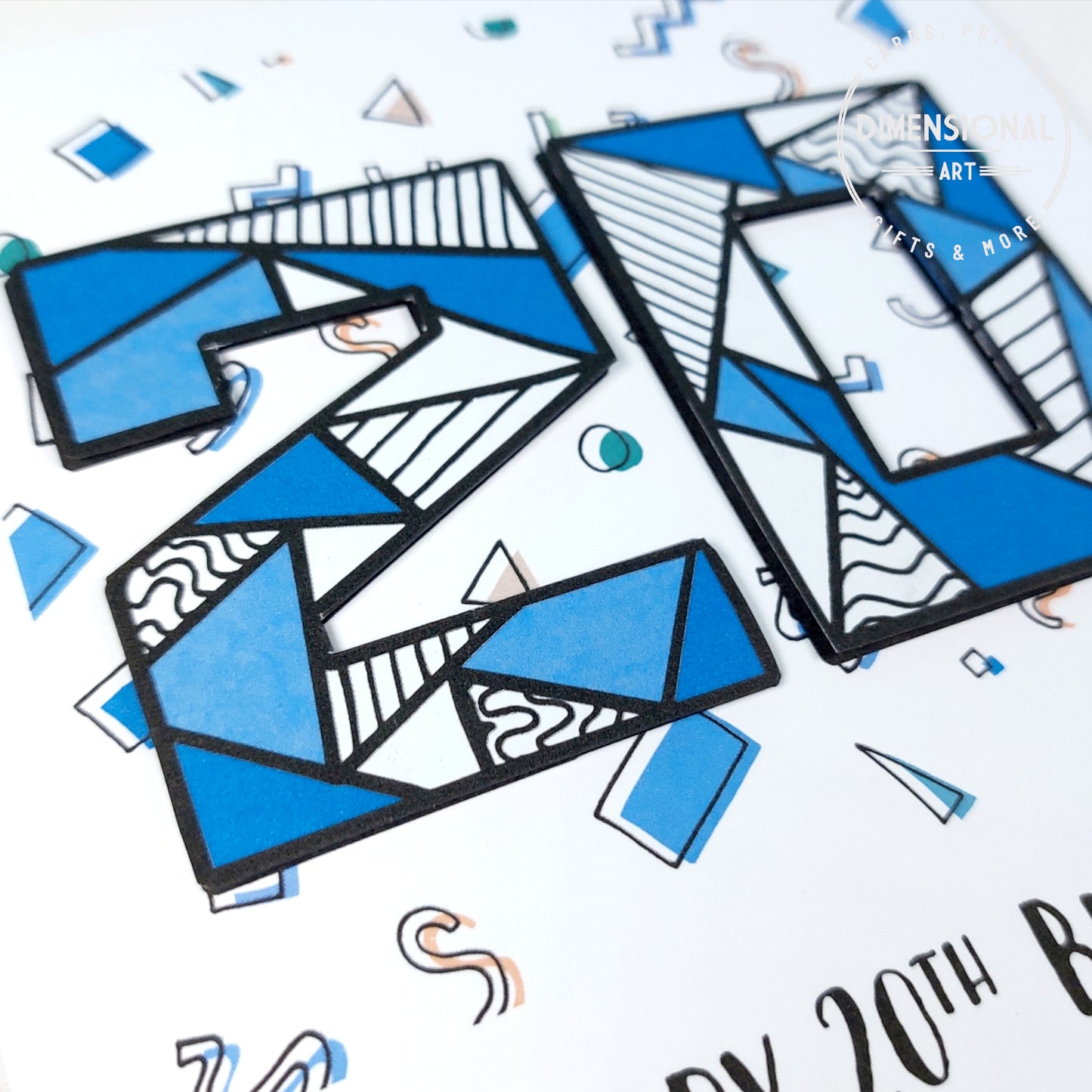 Blue retro 20th Birthday Card
