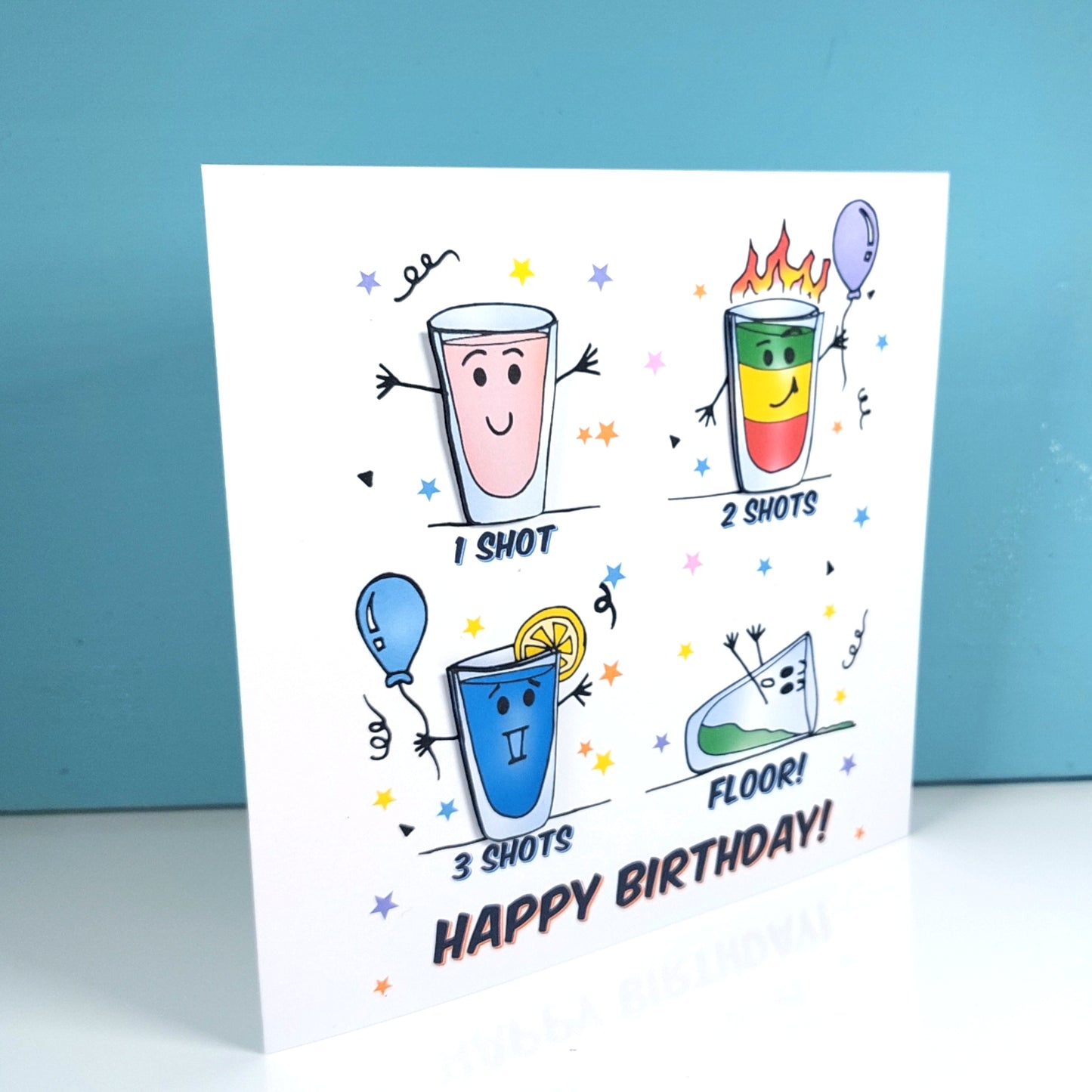 Shot Shot Shot Floor Birthday Card