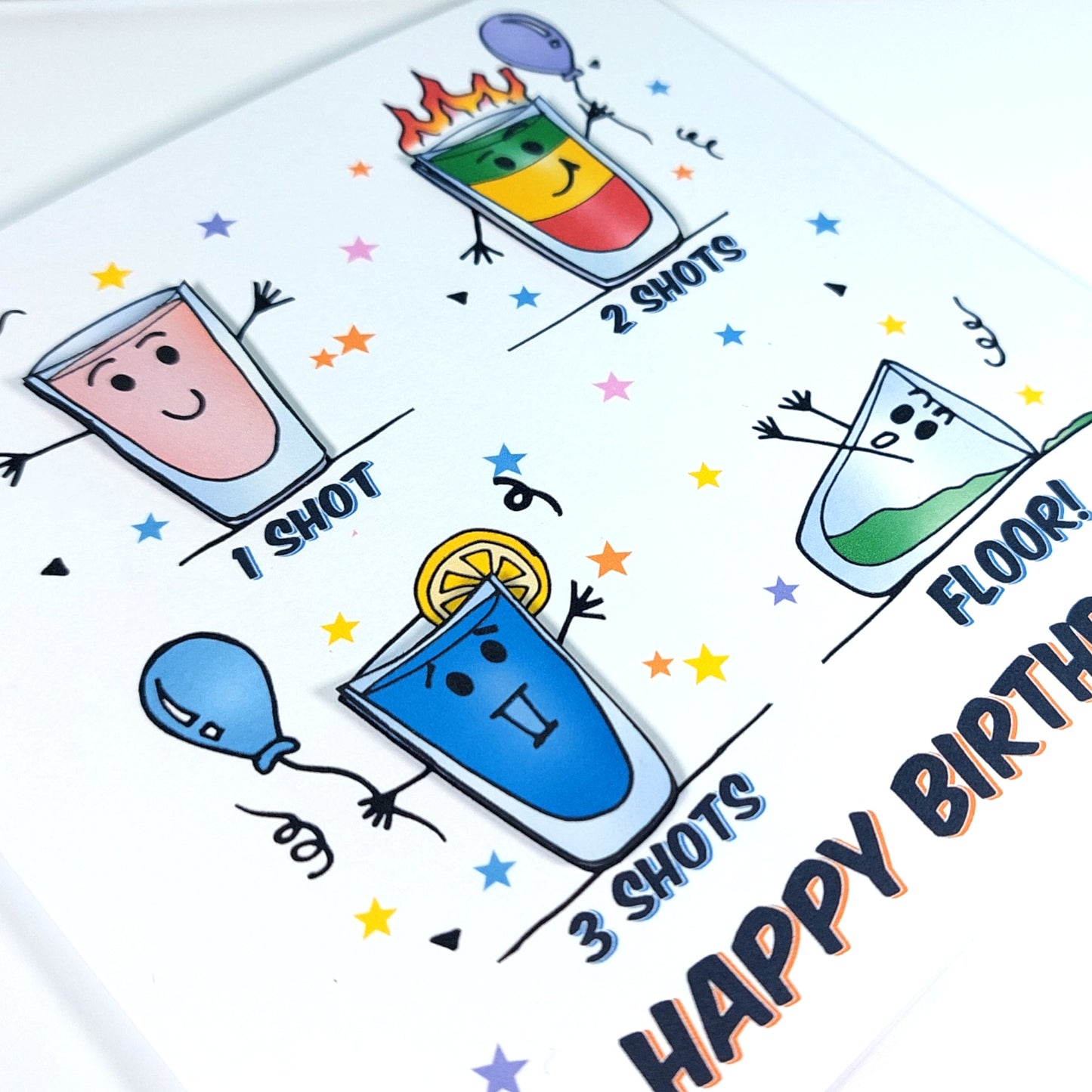 Shot Shot Shot Floor Birthday Card
