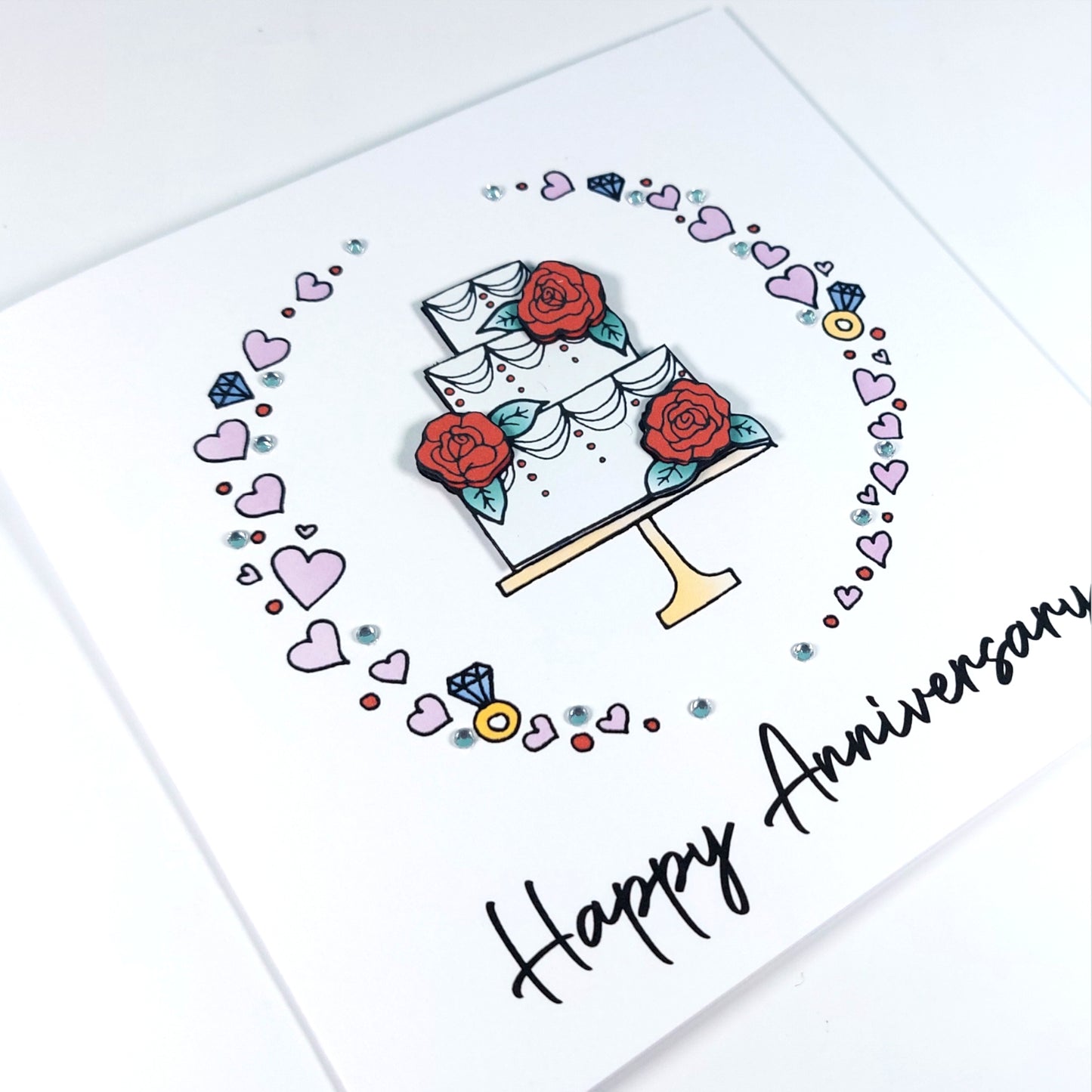 Anniversary Cake Card (Red Roses)