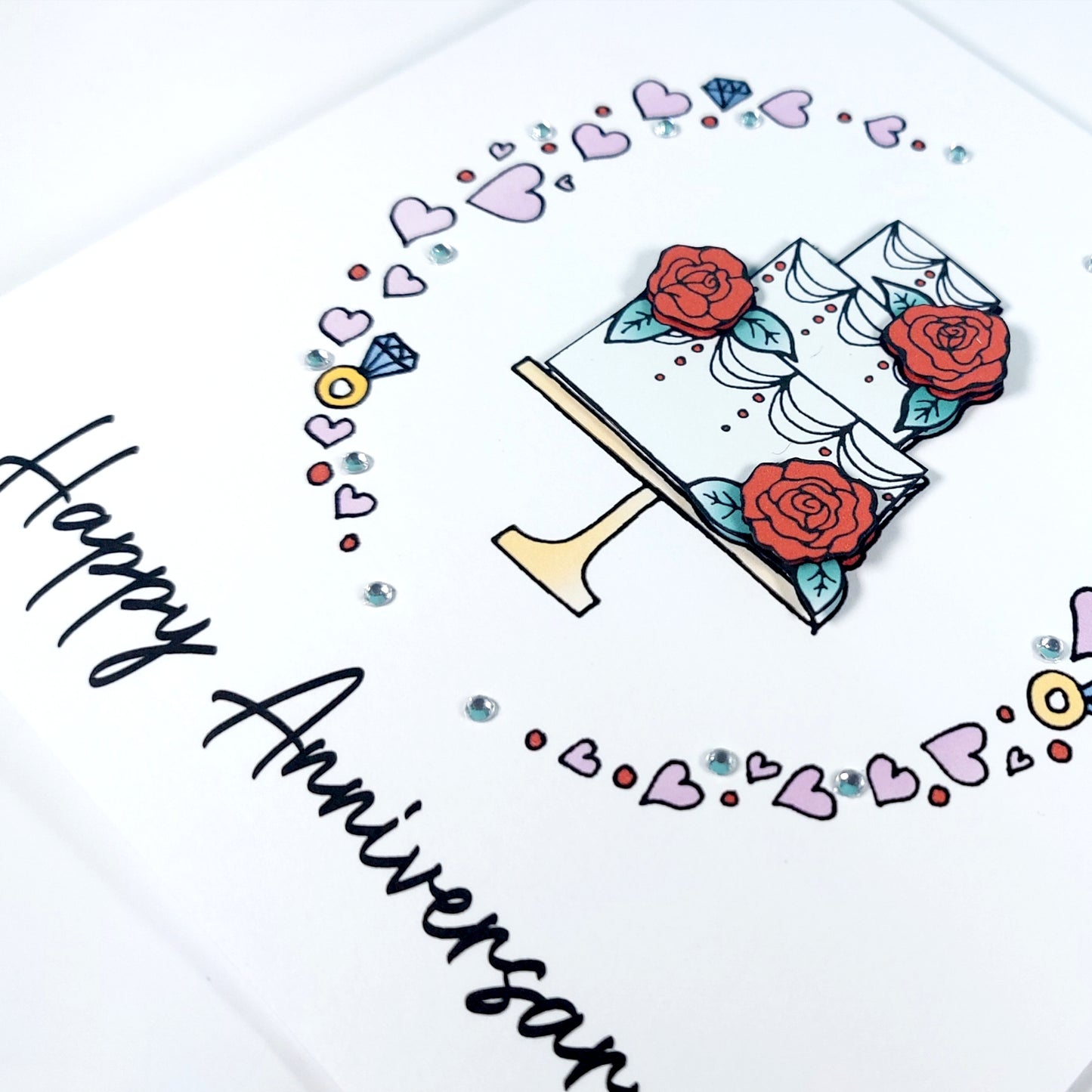 Anniversary Cake Card (Red Roses)