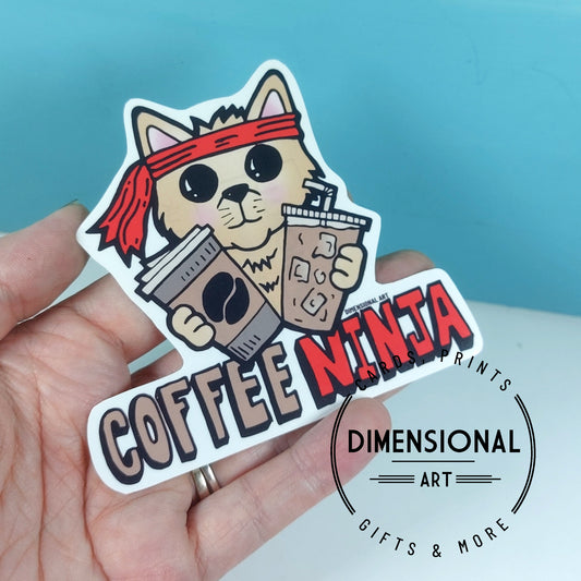 Coffee Ninja Cat Sticker