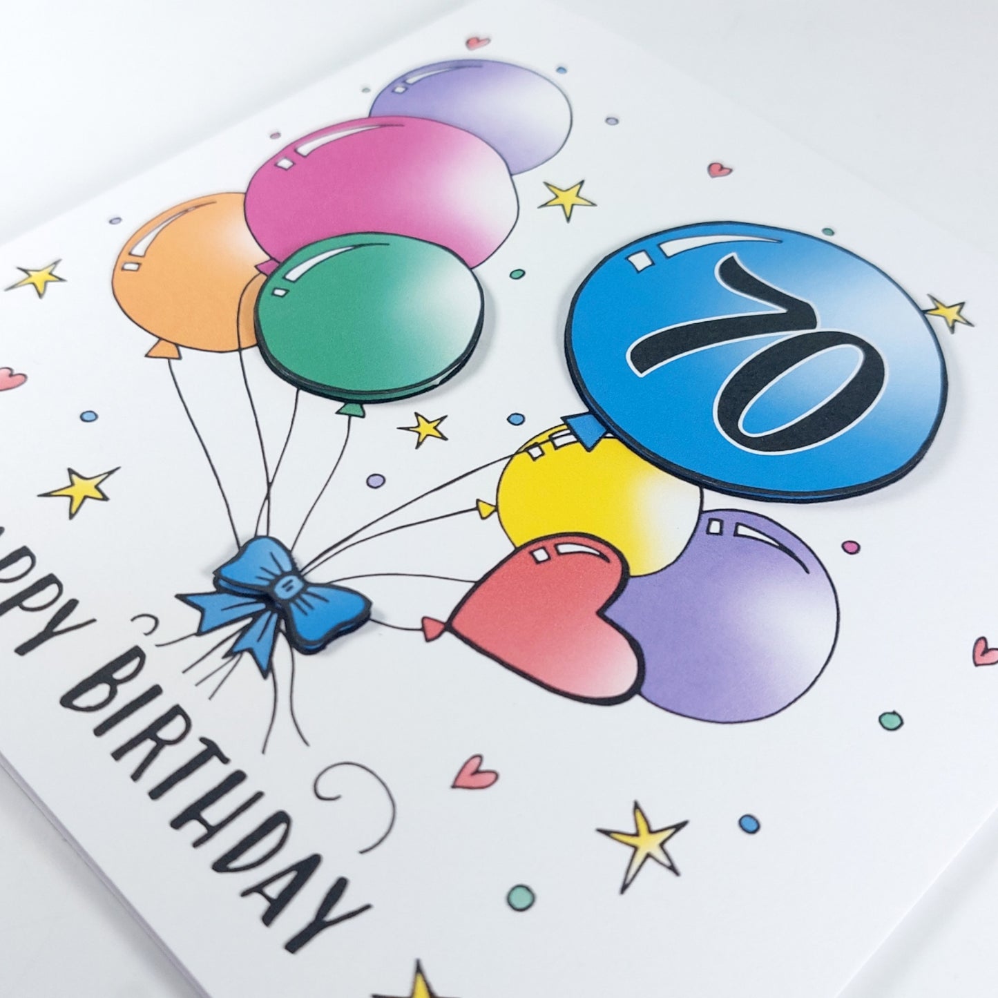 70th Balloons Birthday Card