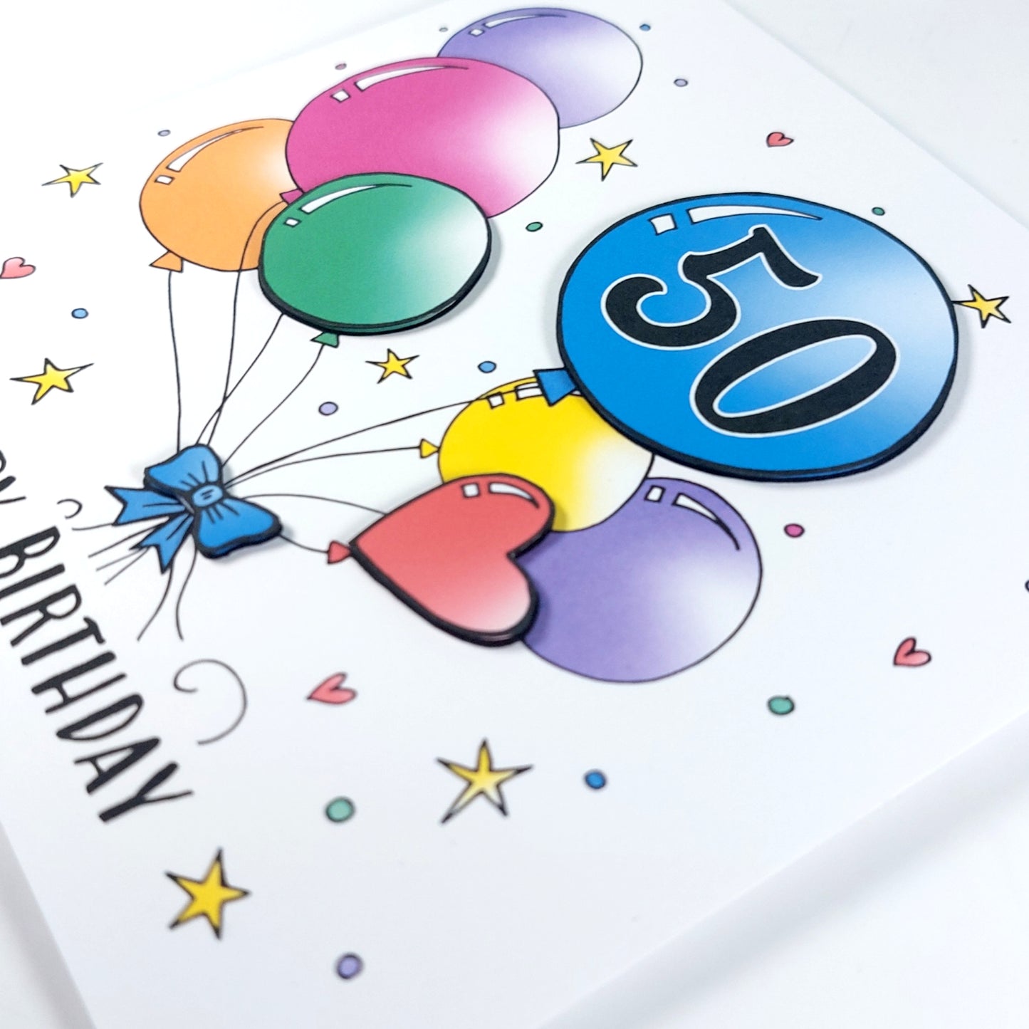 50th Balloons Birthday Card