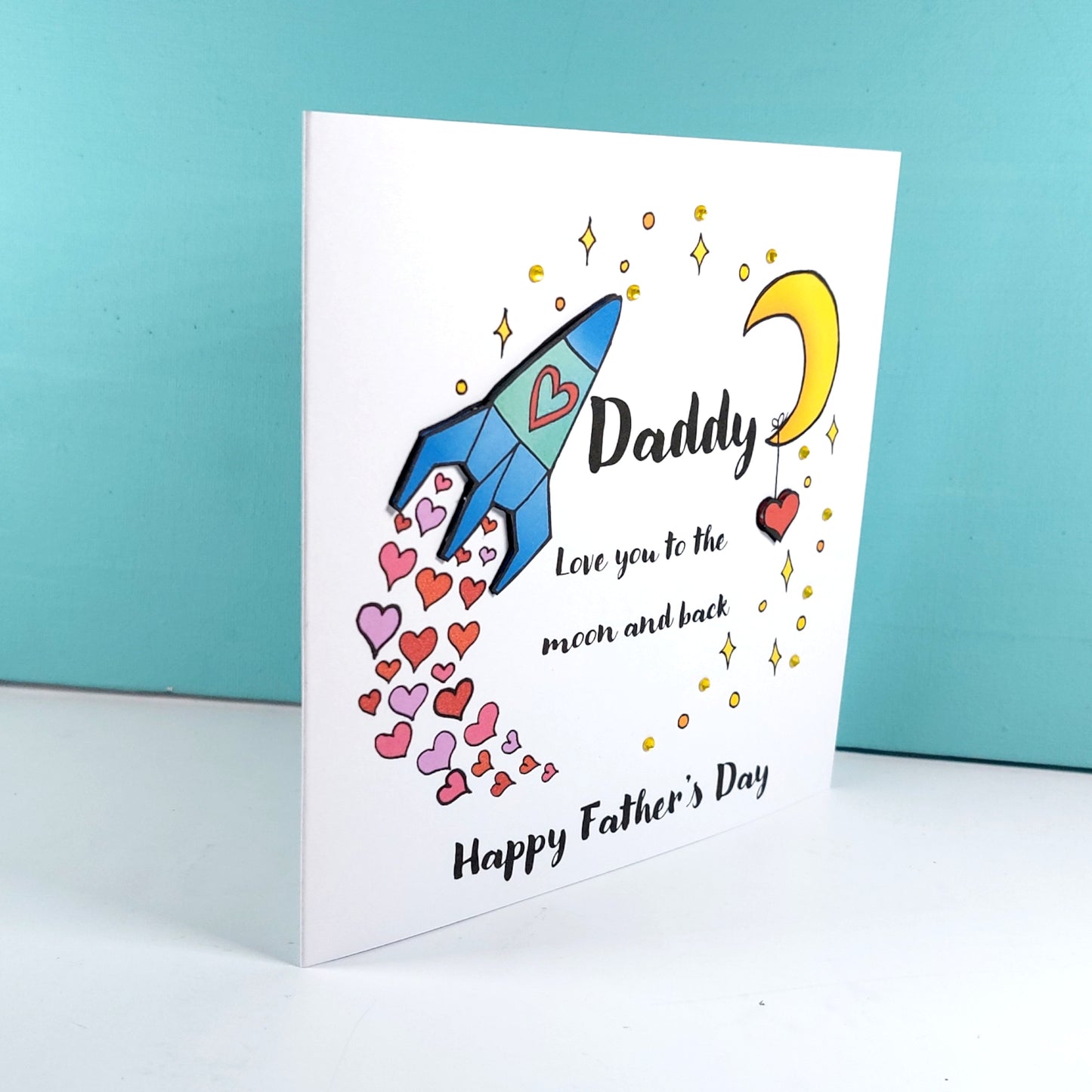 Daddy love you to the moon and back happy fathers Card