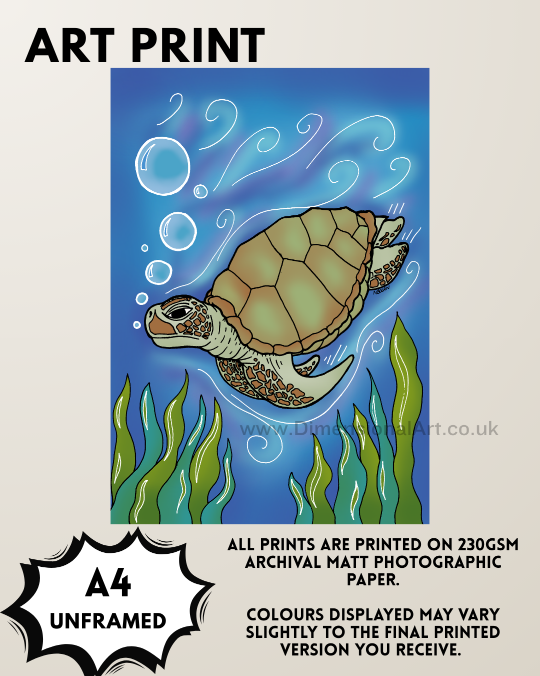 Sea Turtle A4 Print