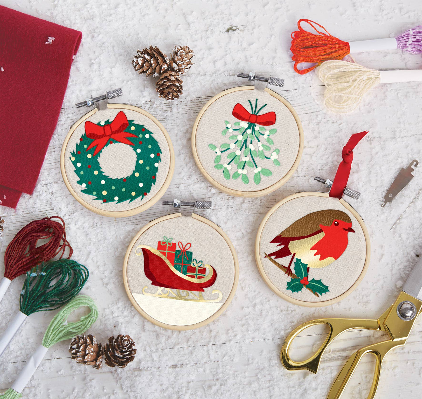 Sew & So On Embroidery Hoop Decorations - Merry and Bright