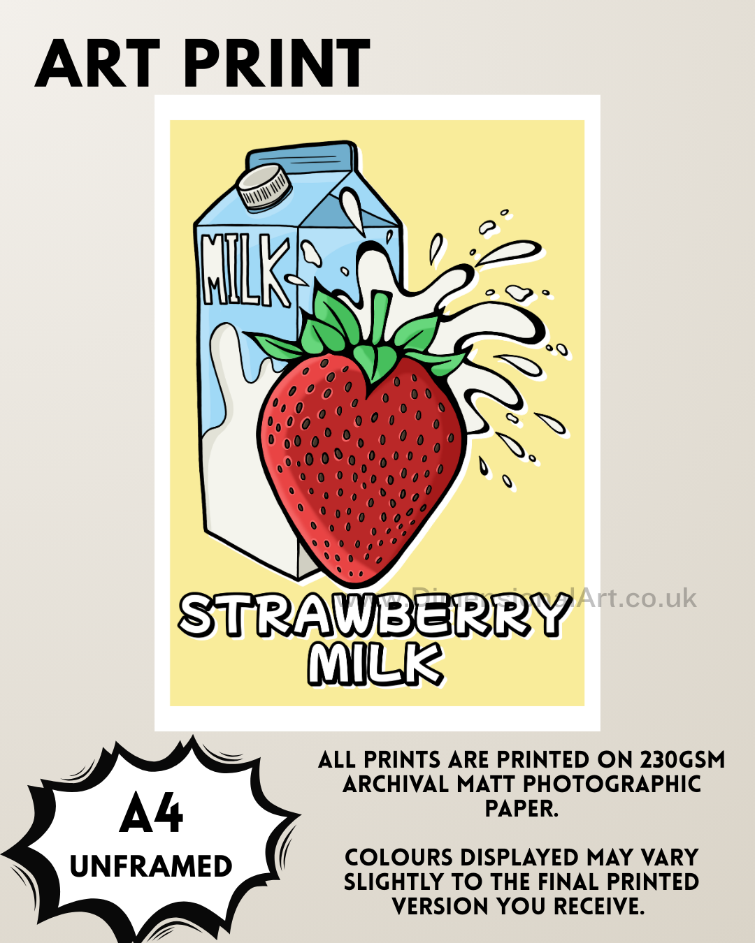 Strawberry Milk A4 Print