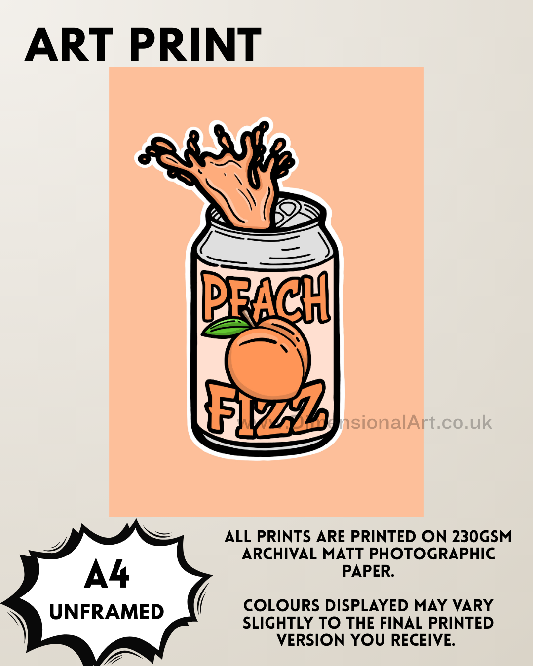 Peach Fizz Can A4 Print