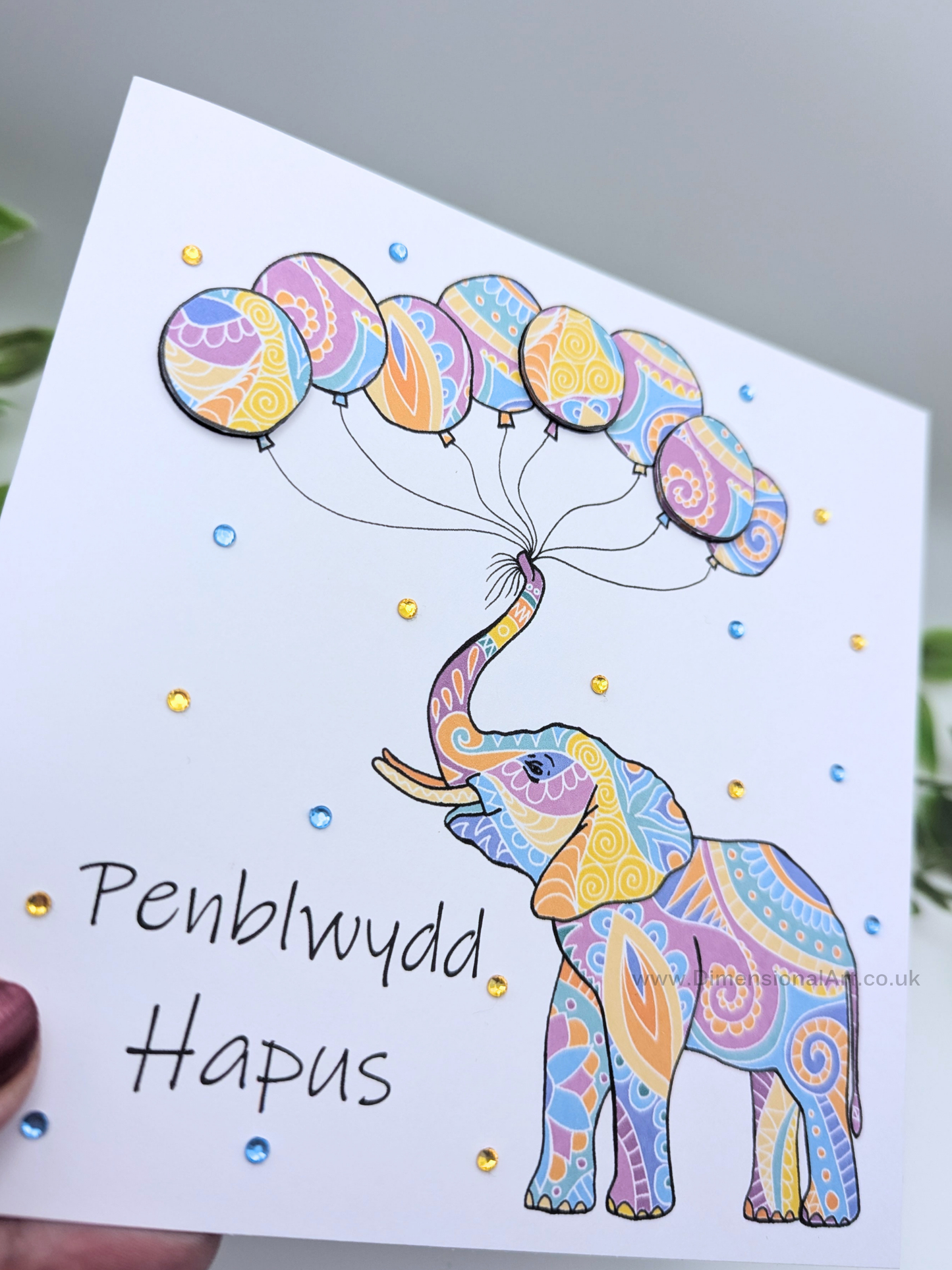 Elephant Balloons Penblwydd Hapus - Welsh