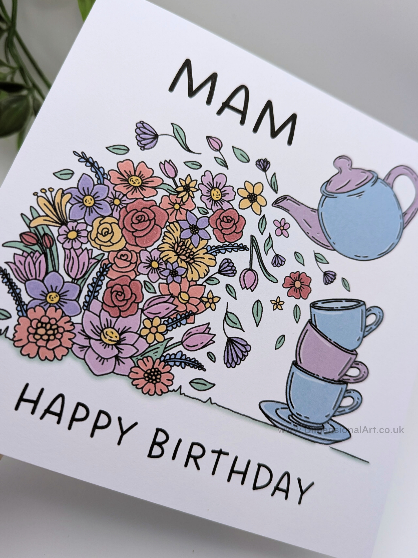 MAM Teapot Flowers Birthday Card