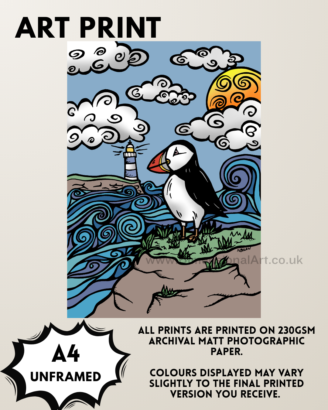 Puffin A4 Print