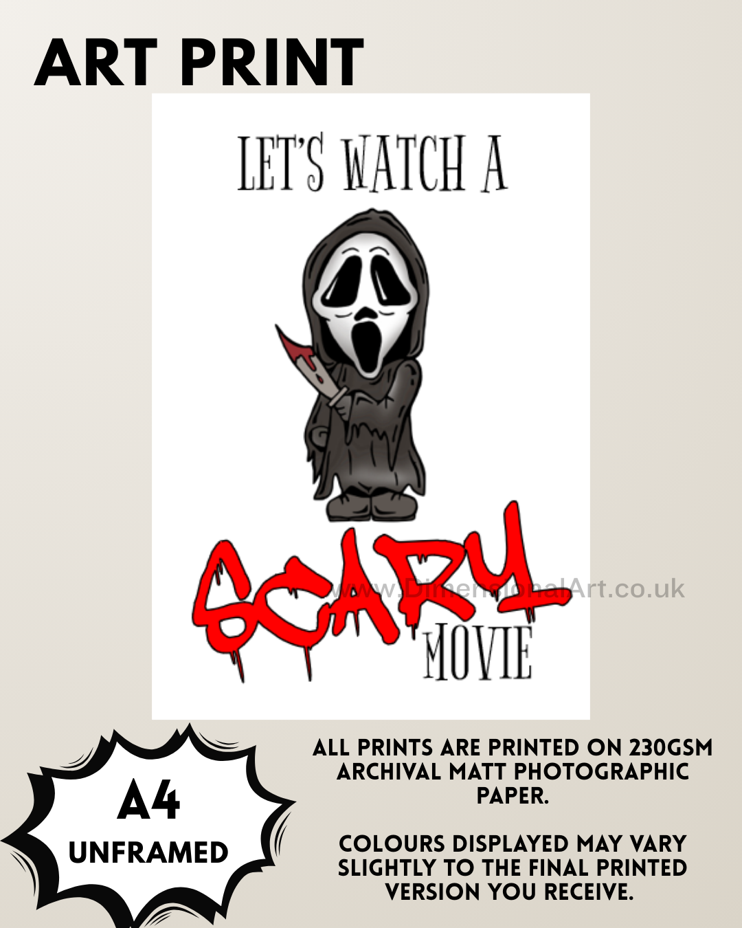 let's watch a scary Movie - A4 Print