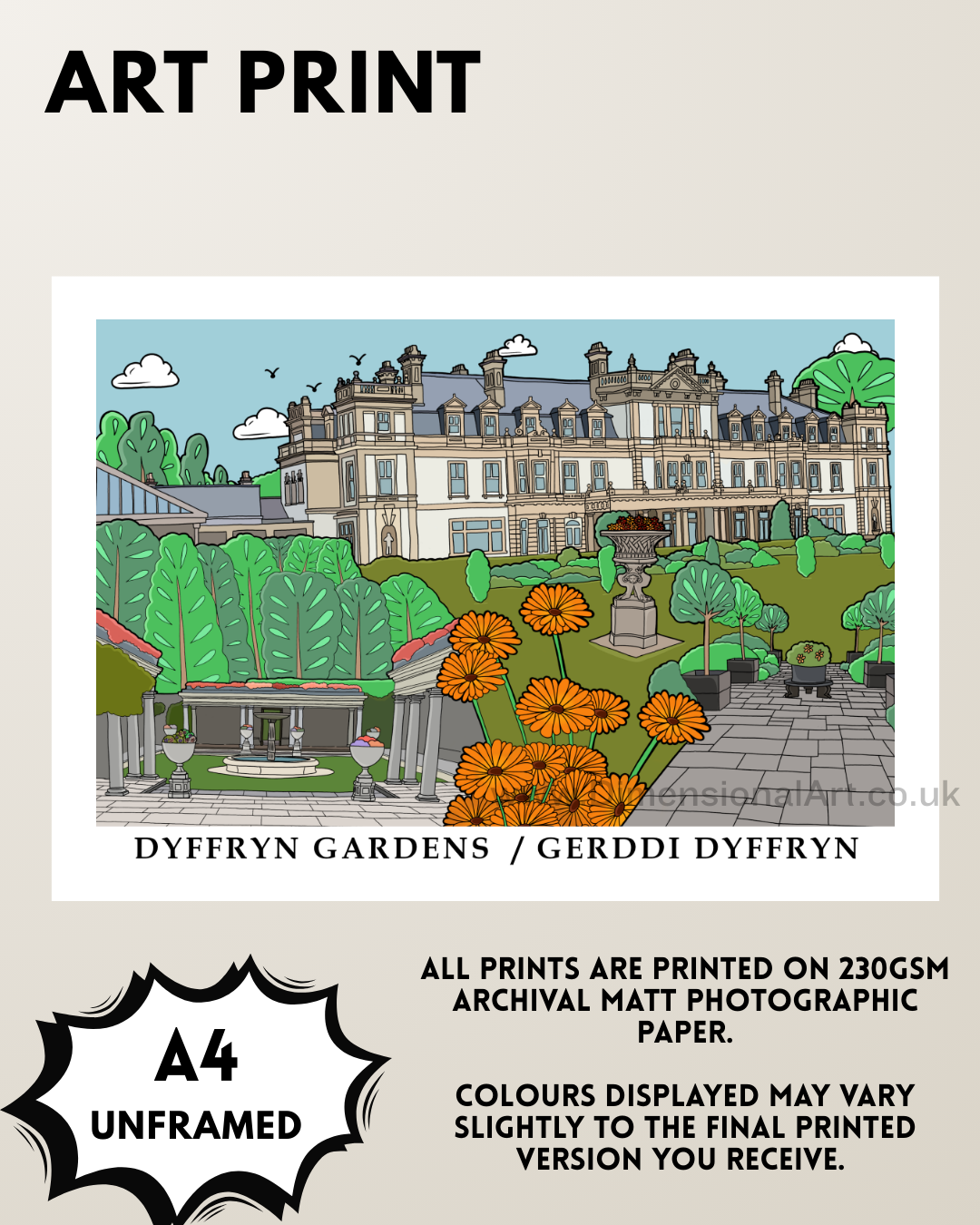 Dyffryn Gardens A4 Art Print