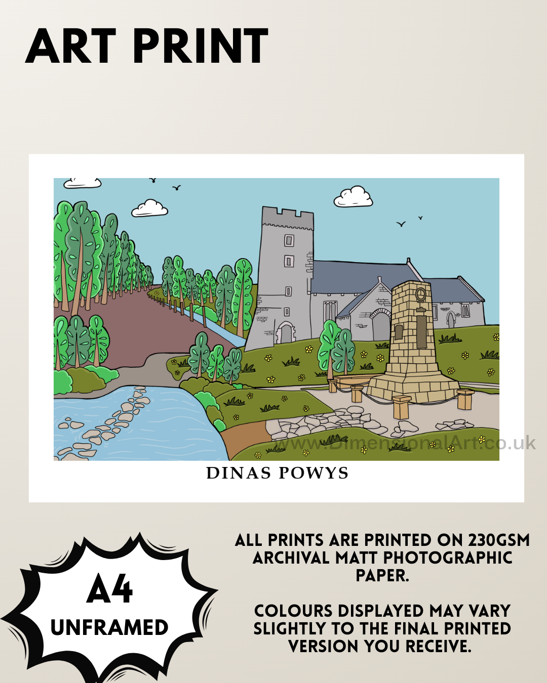 Dinas Powys A4 Art Print