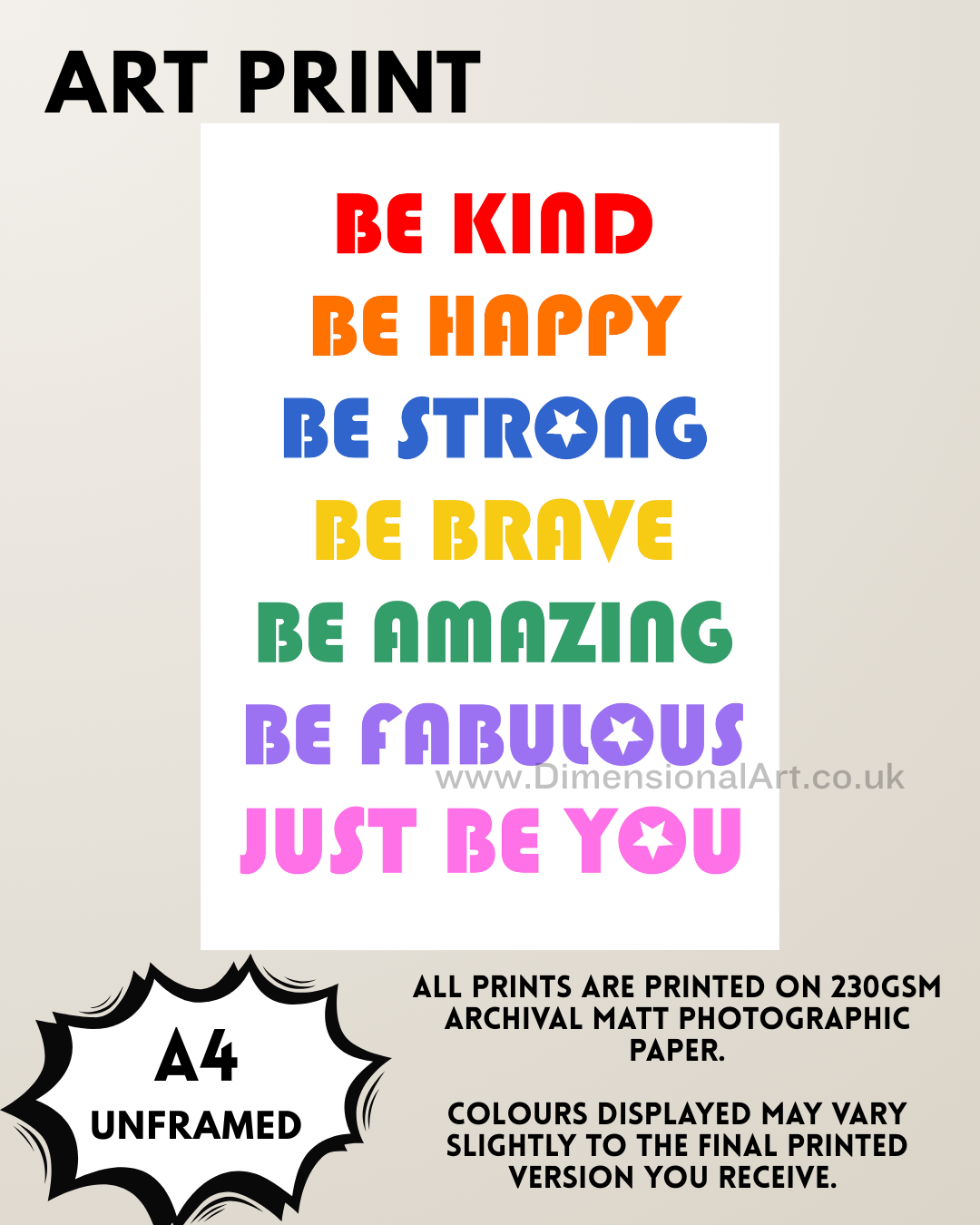 Just be You A4 Print