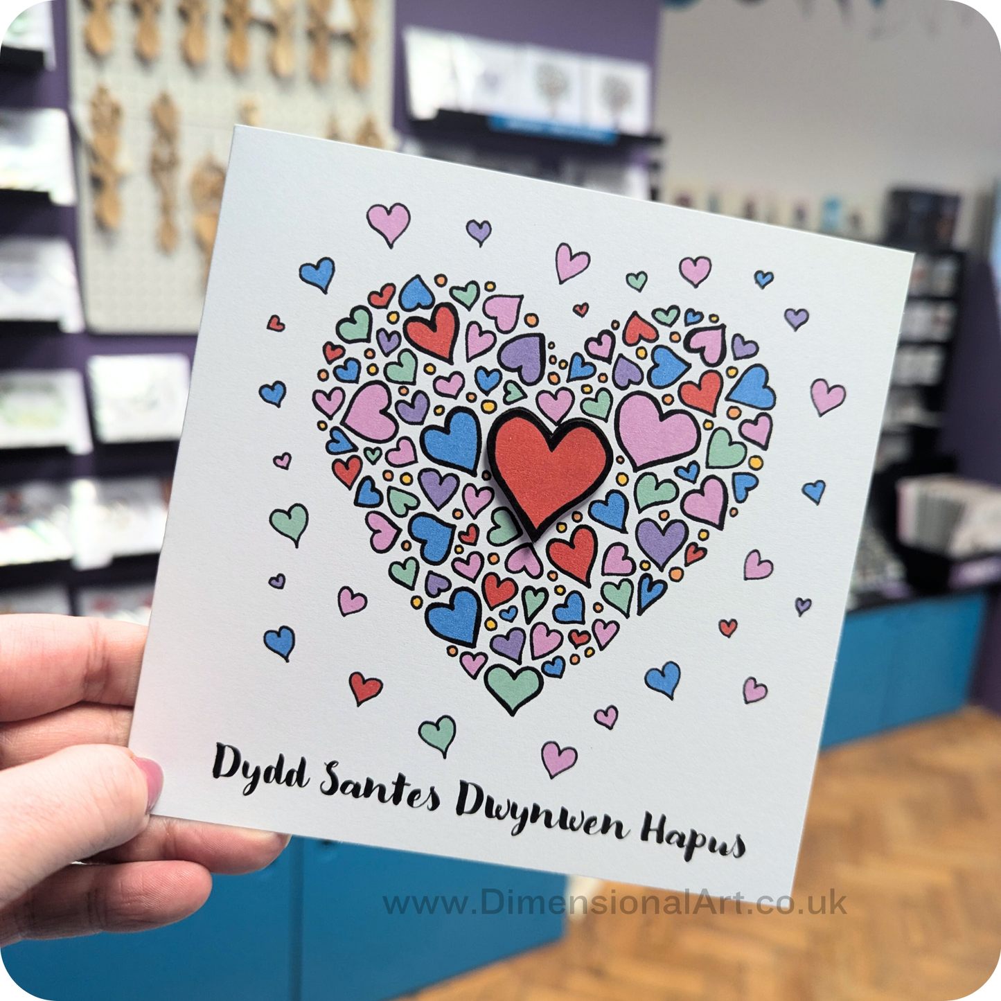 Hearts - Dydd Santes Dwynwen Hapus Card