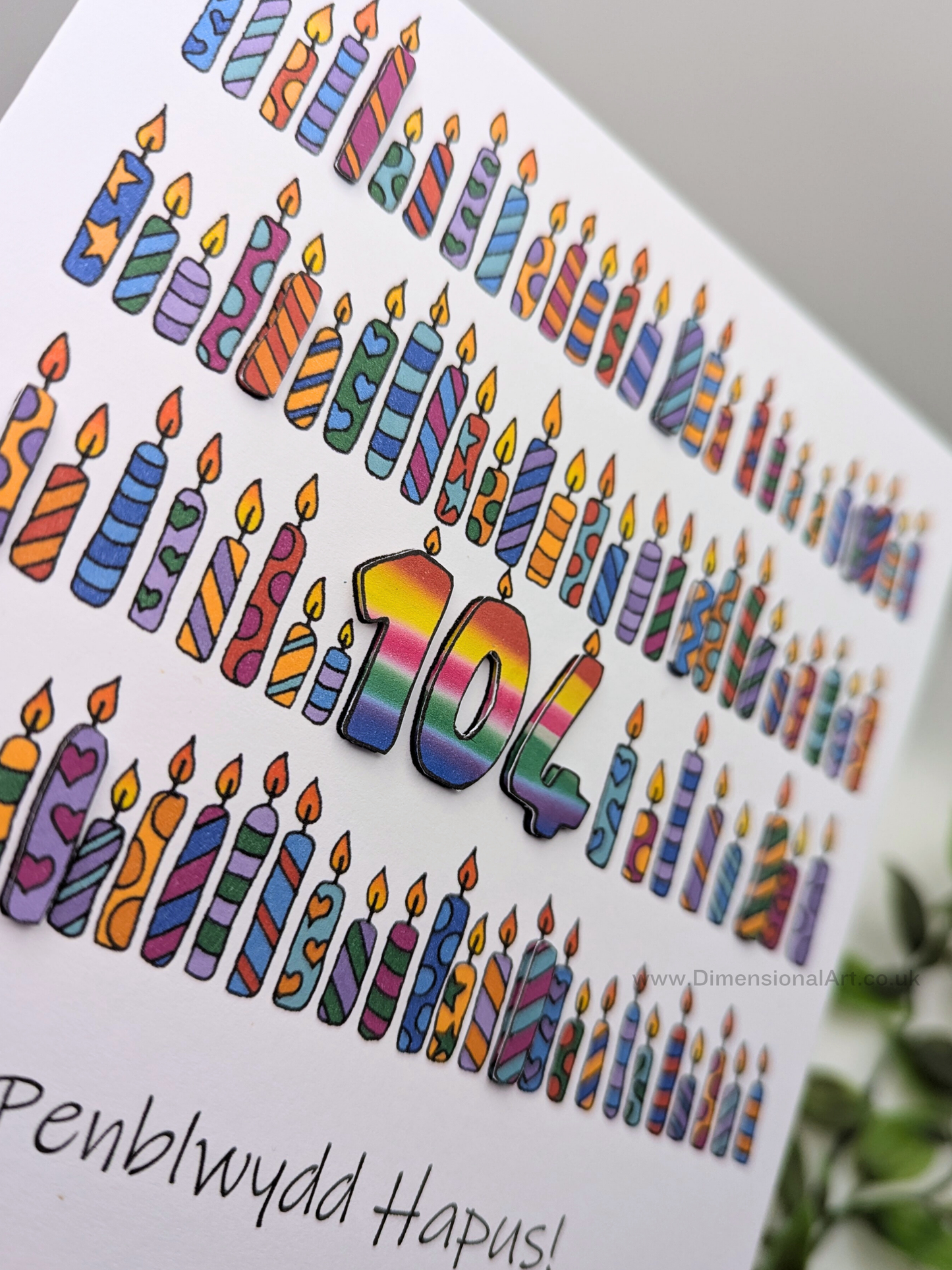 104 Candles Penblwydd Hapus (Birthday Card) 104th