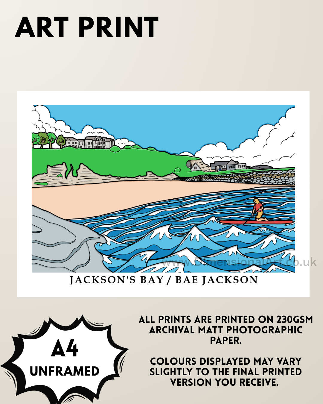 Jacksons Bay A4 Art Print