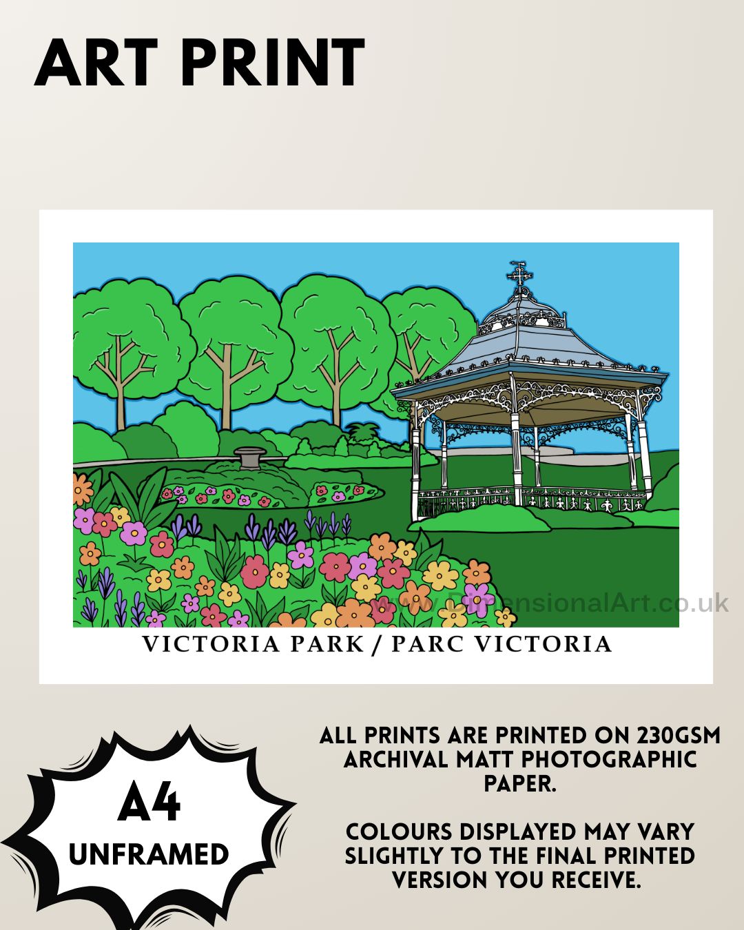 Victoria Park A4 Art Print
