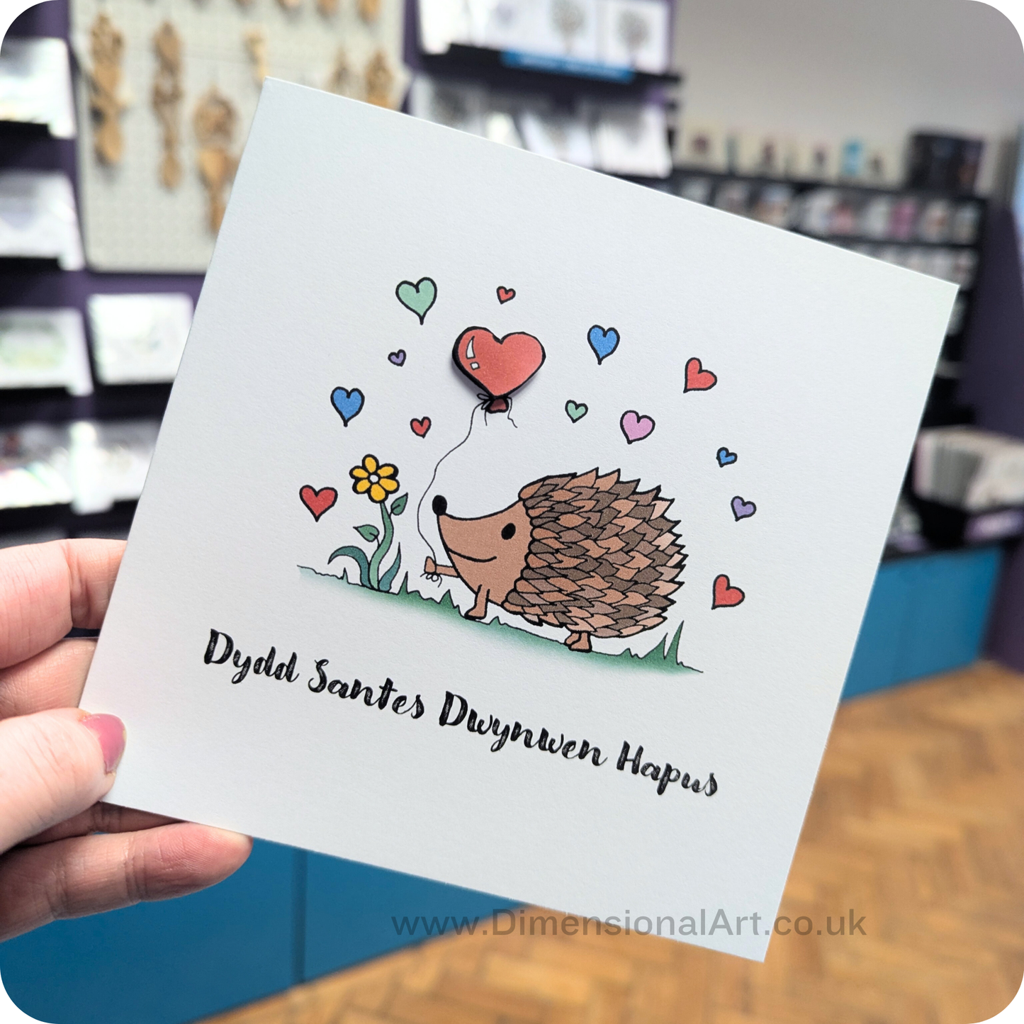 Hedgehog - Dydd Santes Dwynwen Hapus Card