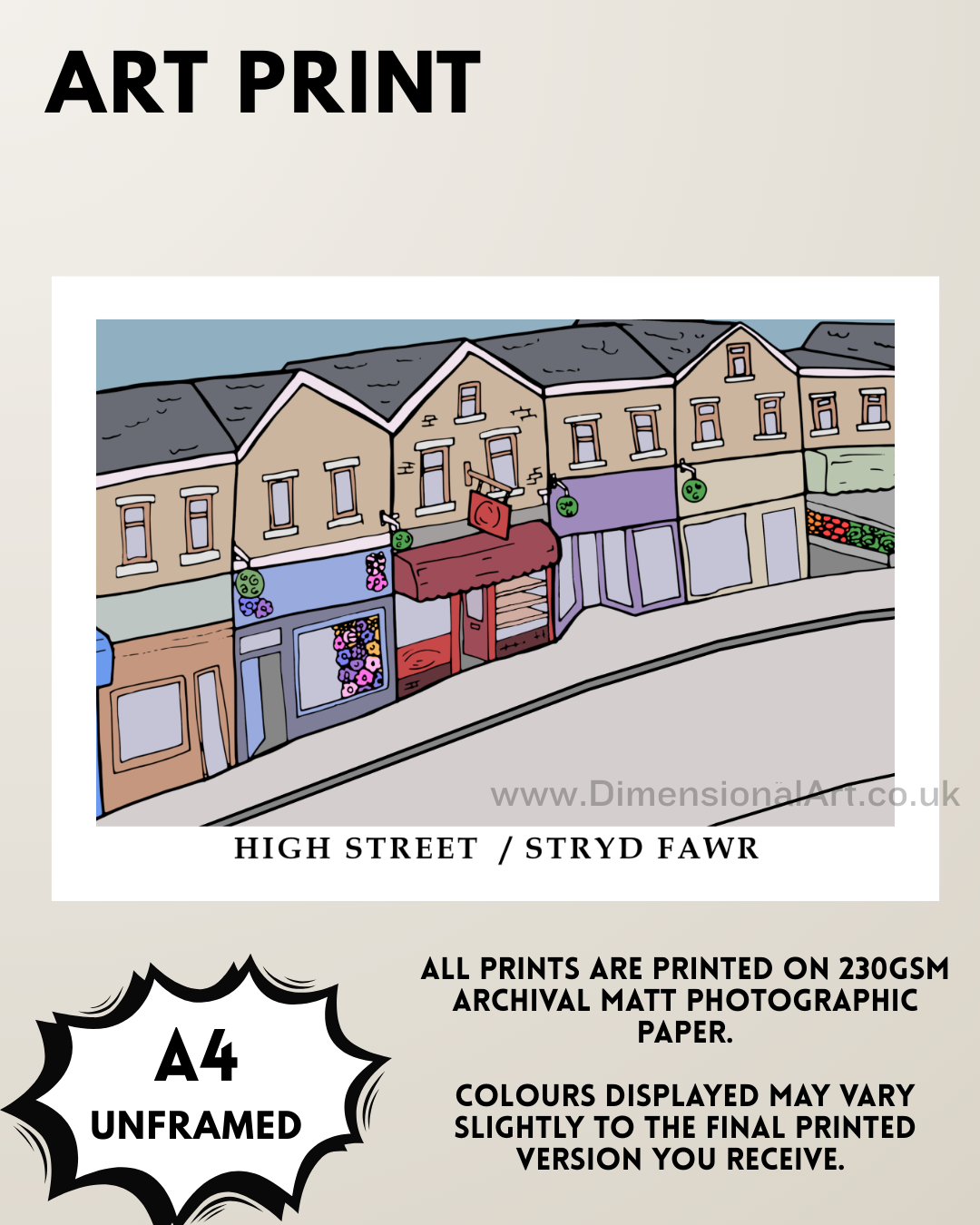 High Street A4 Art Print