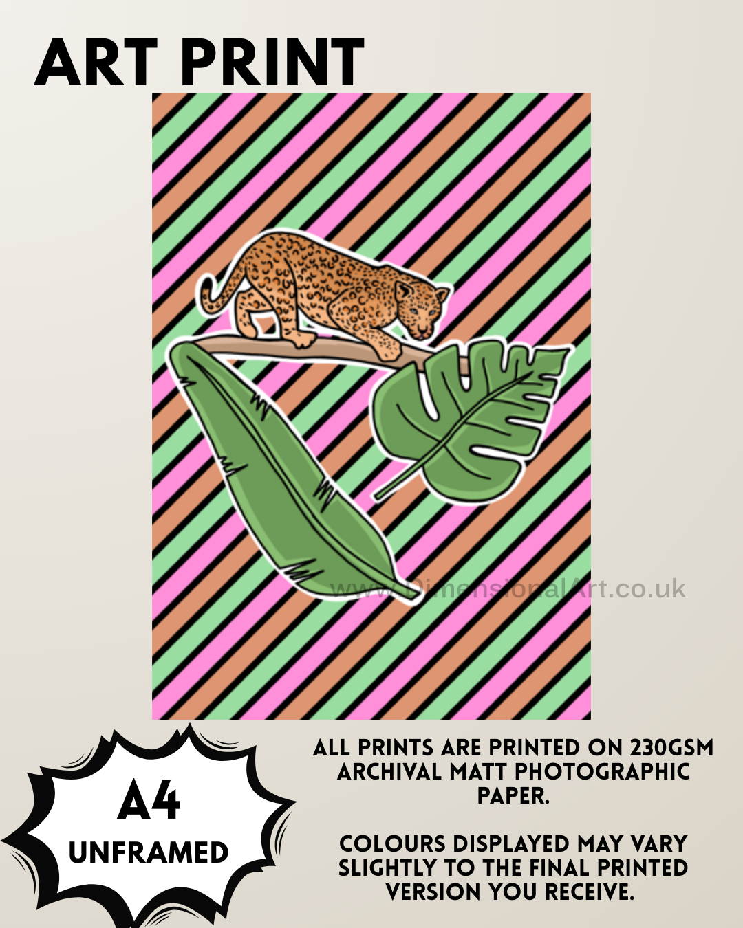 Leopard jungle A4 Print