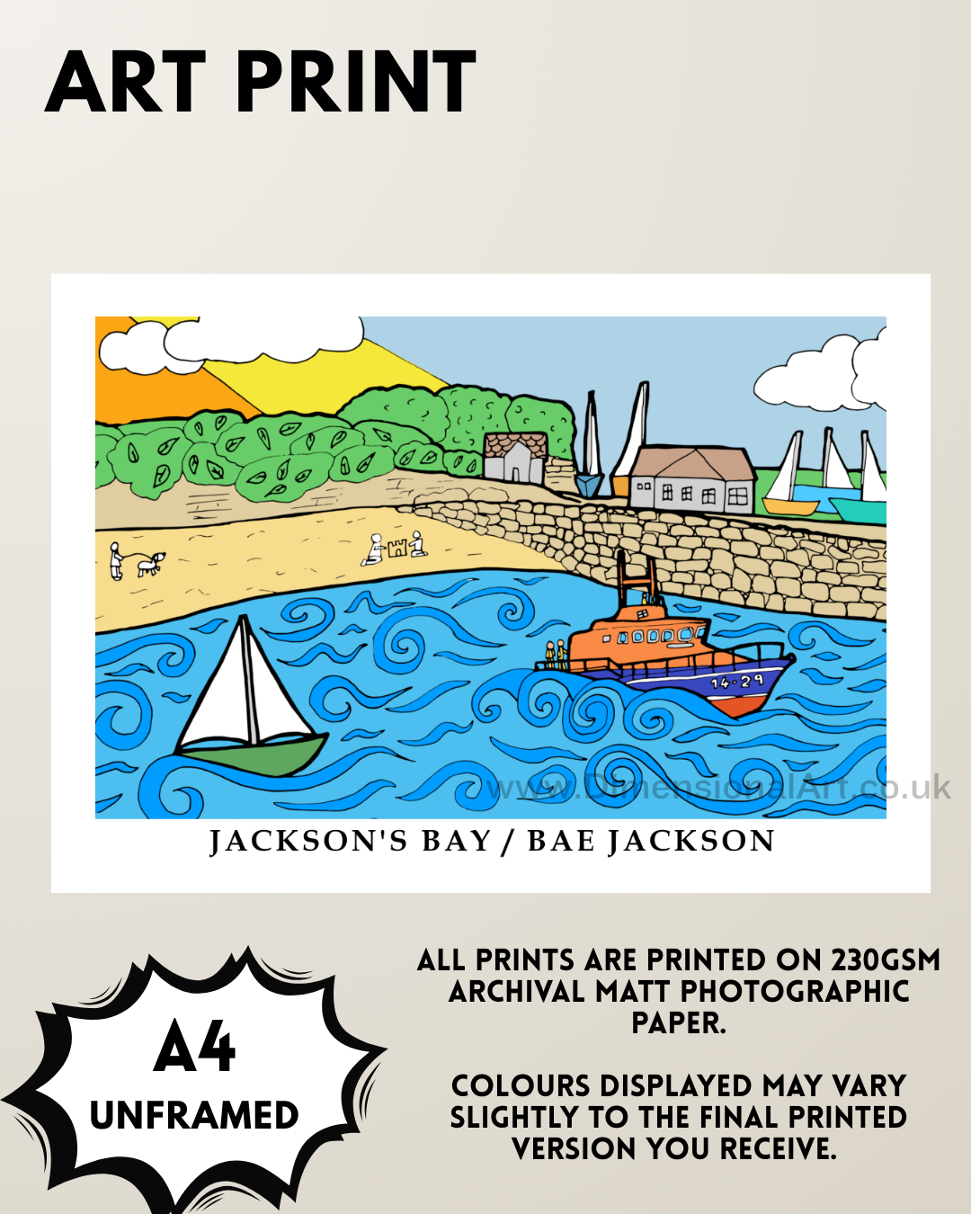 Jacksons Bay A4 Art Print
