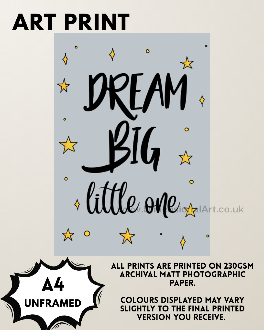 Dream Big - Text - A4 Prints