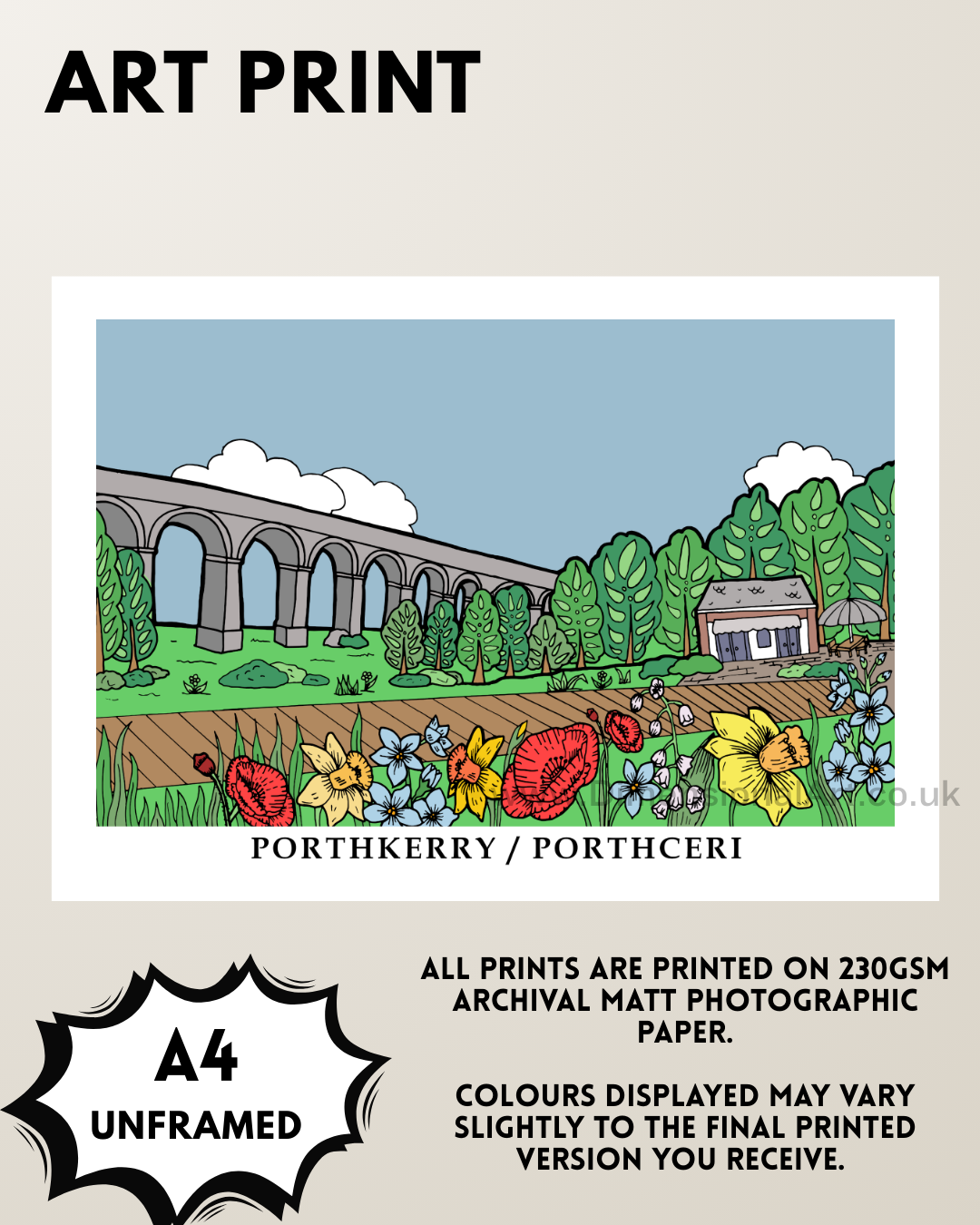 Porthkerry A4 Art Print